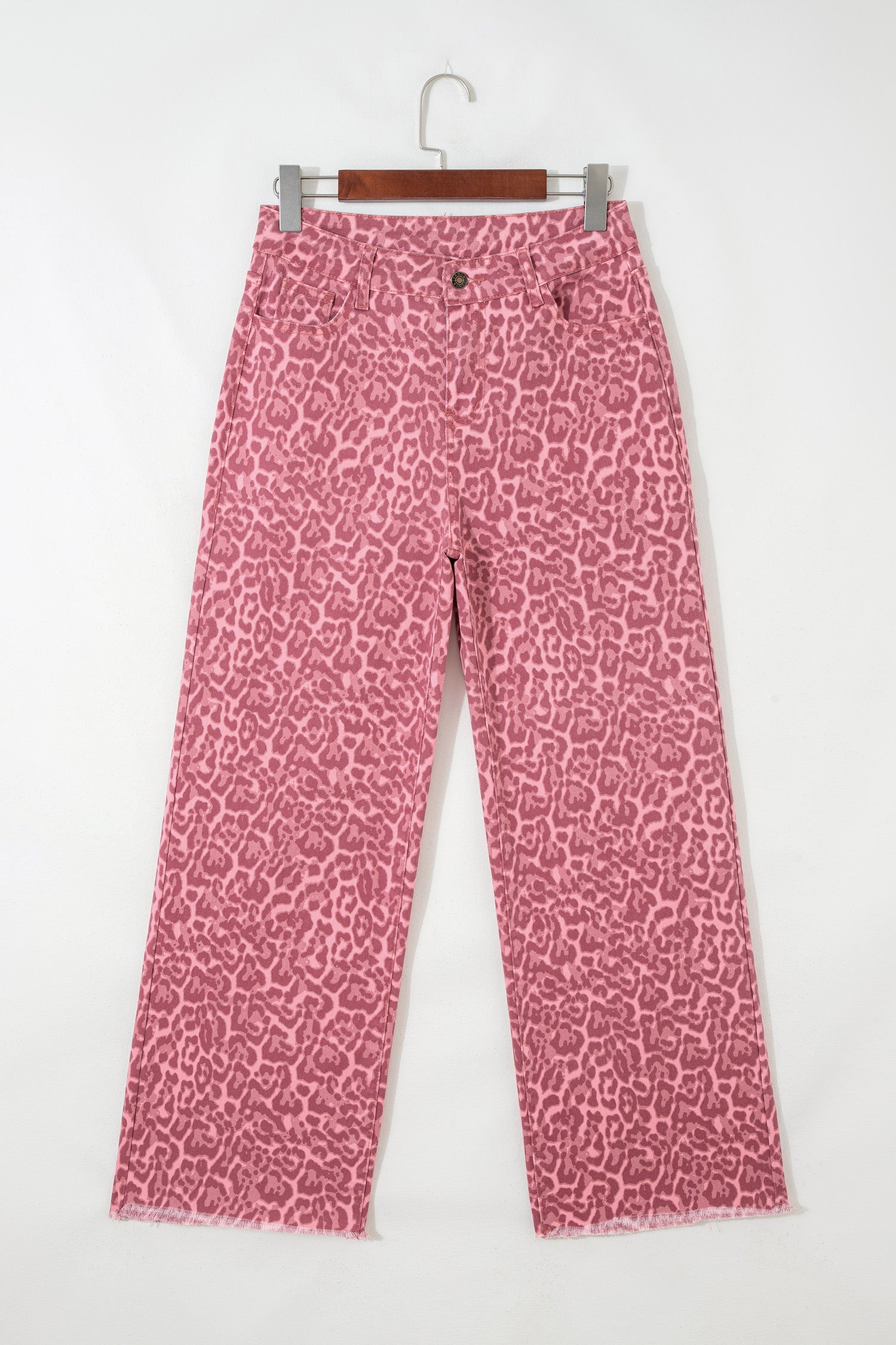 Women's Leopard Print Wide Leg High Waist Jeans | Brown, Grey, Blue & Pink at LivelyLooks