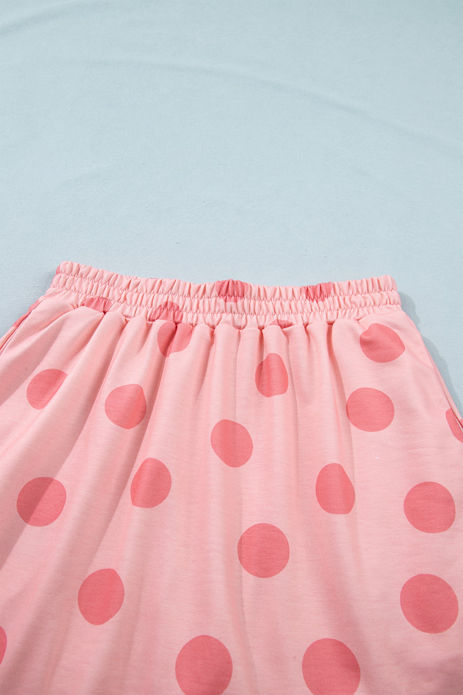 Polka Dot Short Sleeve Top & Casual Skort 2pcs Outfit | White, Pink & Sky Blue
