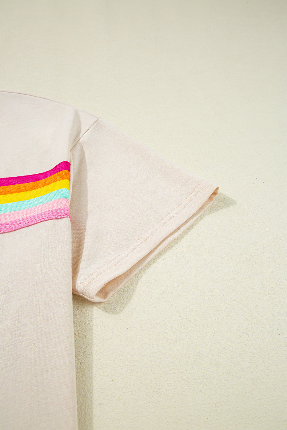 Vibrant Striped Athleisure Short Set | Rose Red & Beige