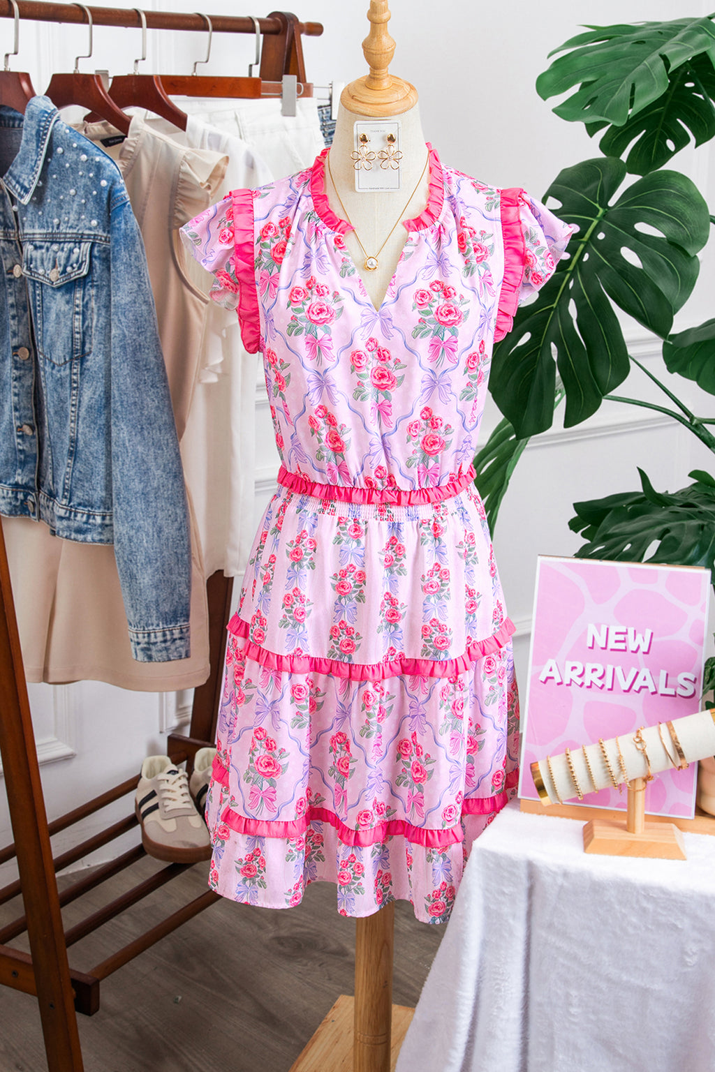Purple Tiered Ruffle Sleeveless Summer Floral Mini Dress S-XL