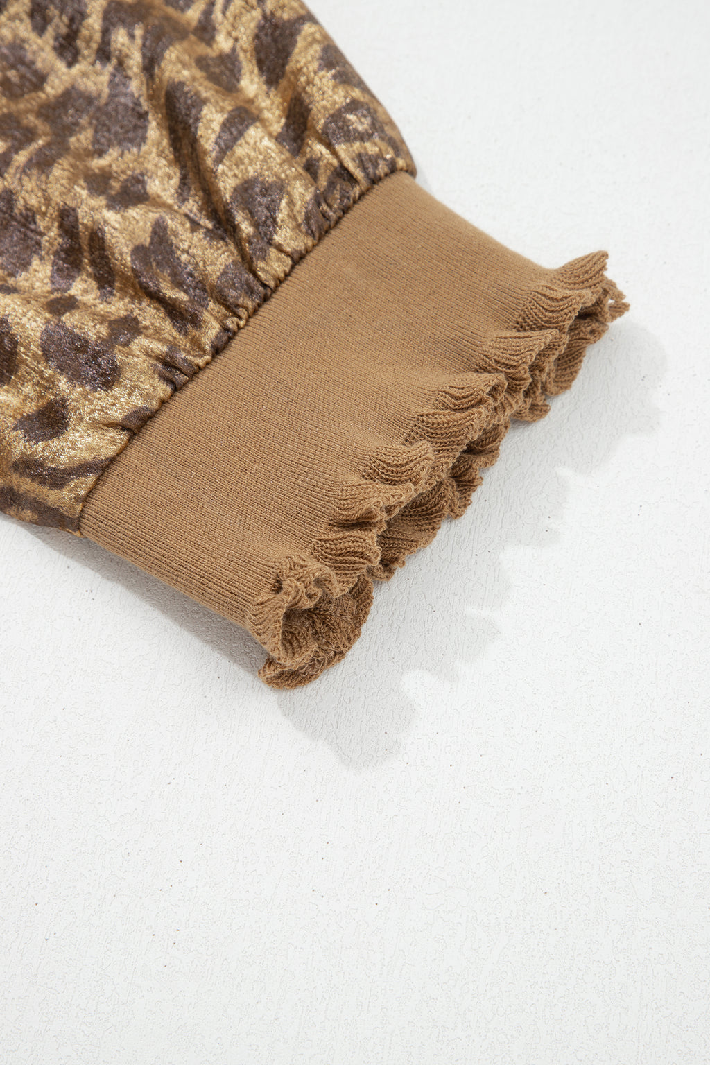 Gold Half Sleeve Metallic Leopard Print Blouse | UK 12–20