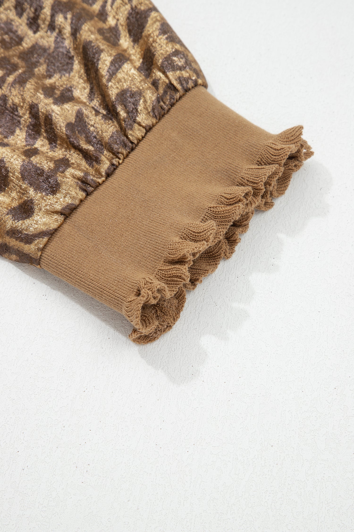 Gold Half Sleeve Metallic Leopard Print Blouse | UK 12–20