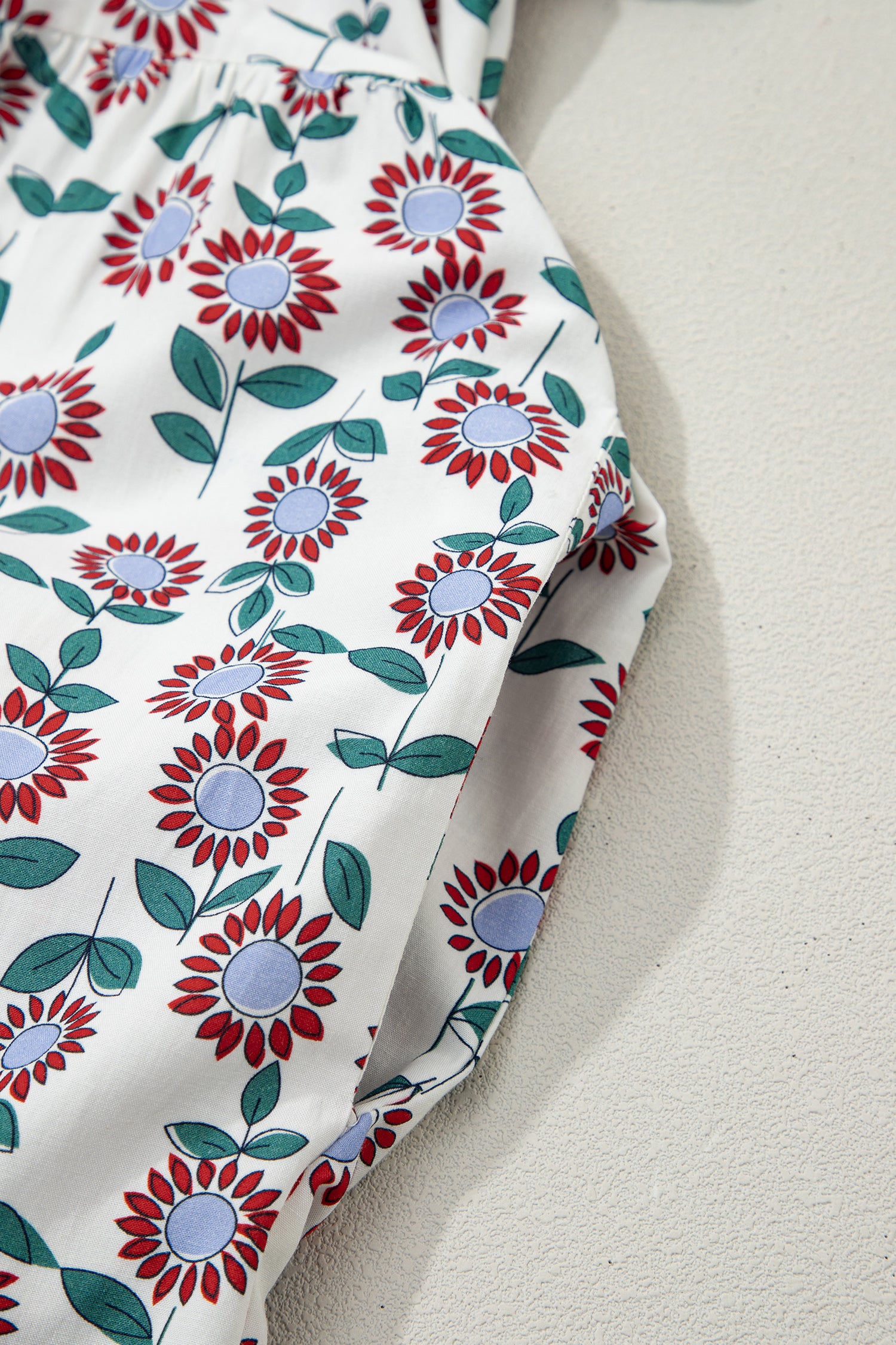 Sunflower Print Flutter Sleeve Maxi Dress Striped Trim Sky Blue Red UK 8-22