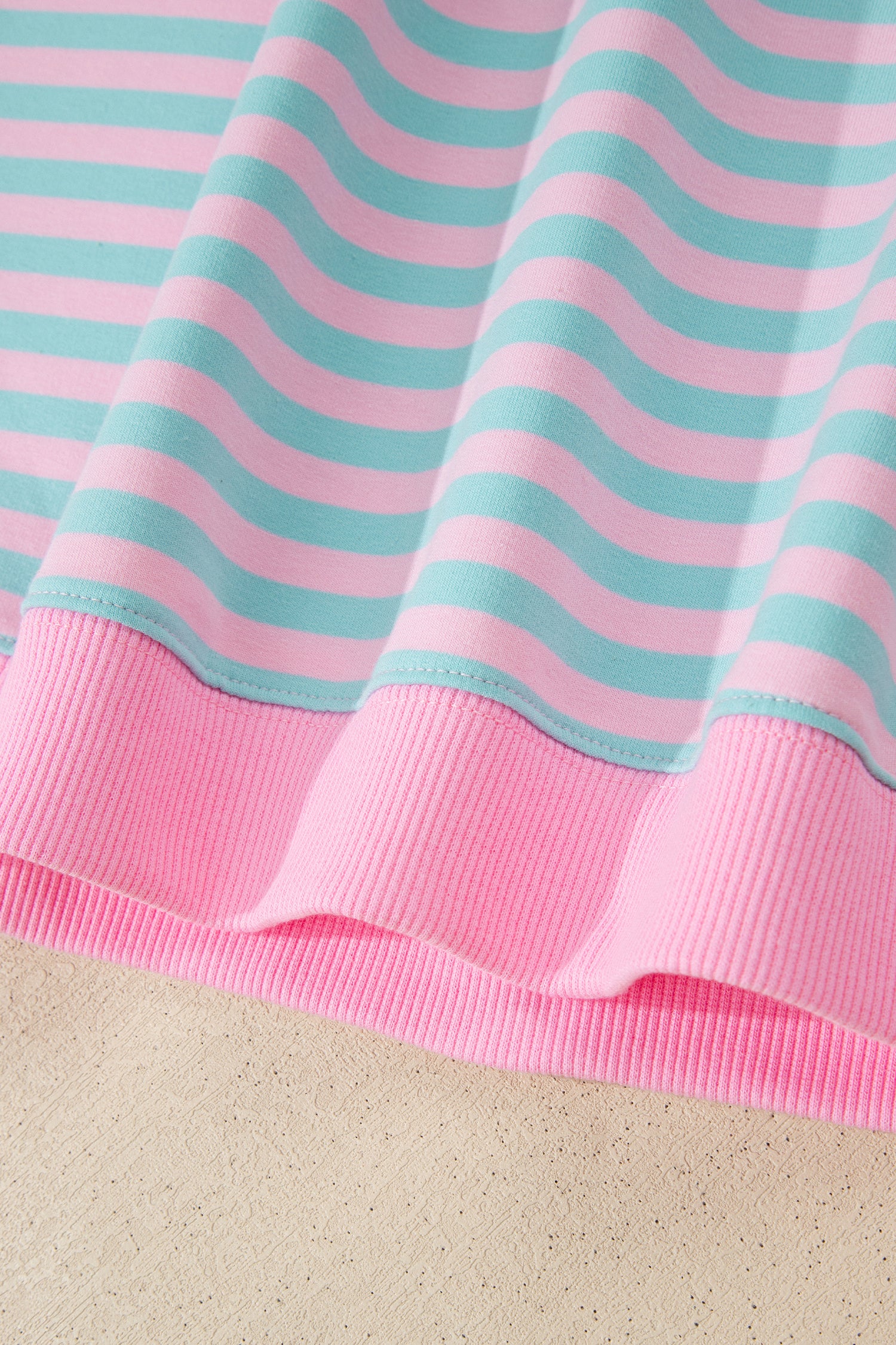 Stripe Colour Block Long Sleeve Pullover & Shorts Set | Pink, Yellow & Green Stripe