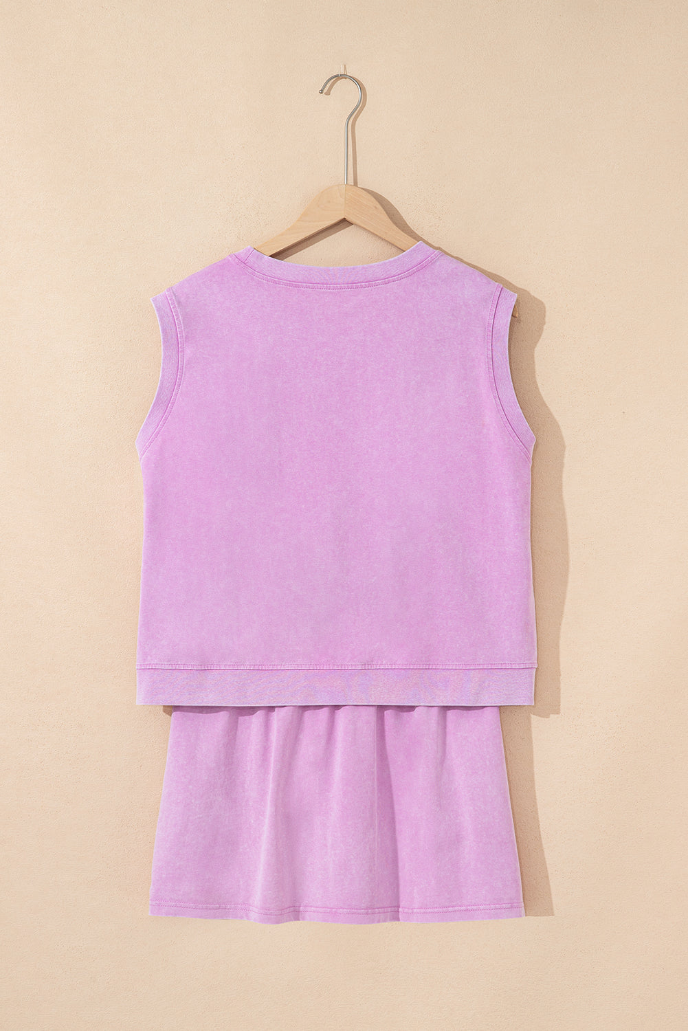 LivelyLooks Purple Mineral Wash Cotton Tank Top & Split Skirt Set | S-XL women's fashion