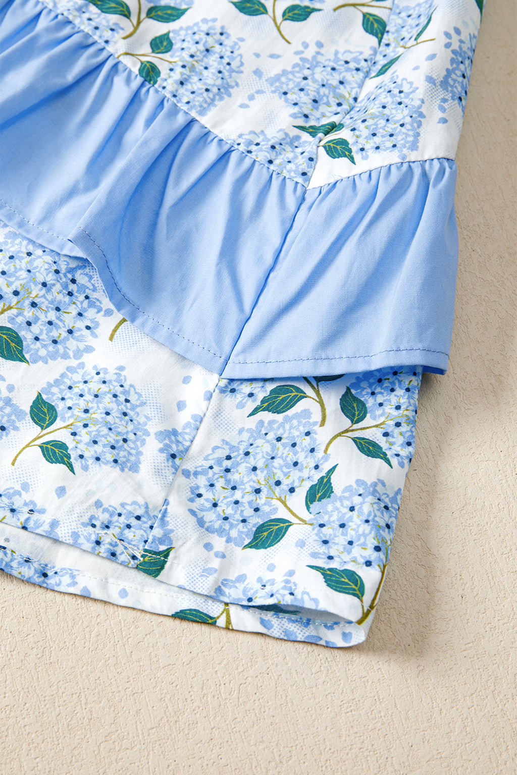 Shop Sky Blue Hydrangea Floral Ruffle Trim Flutter Sleeve Maxi Dress at LivelyLooks
