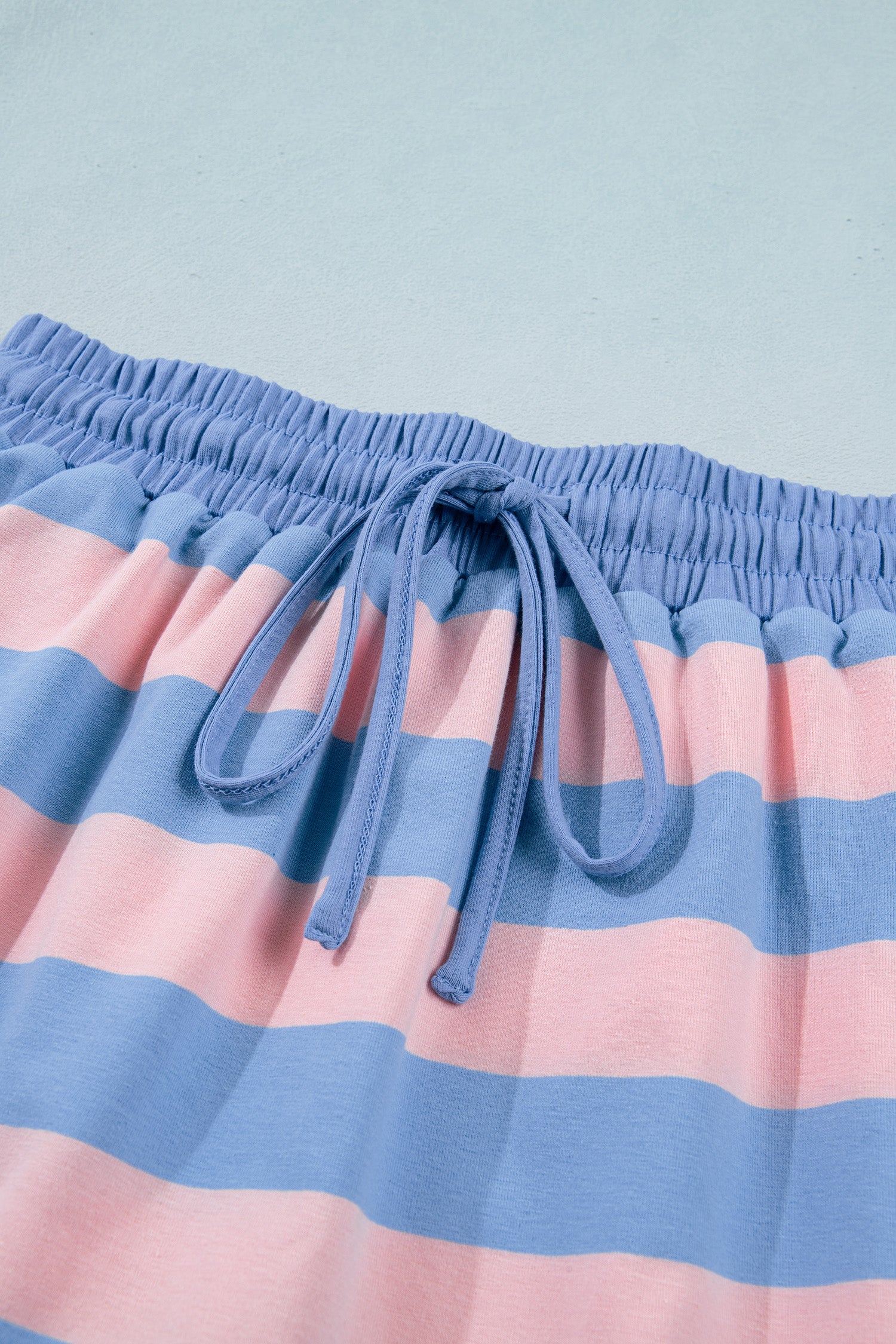 Striped Dolman Tee & Drawstring Skort Set – Pink, Rose & Yellow
