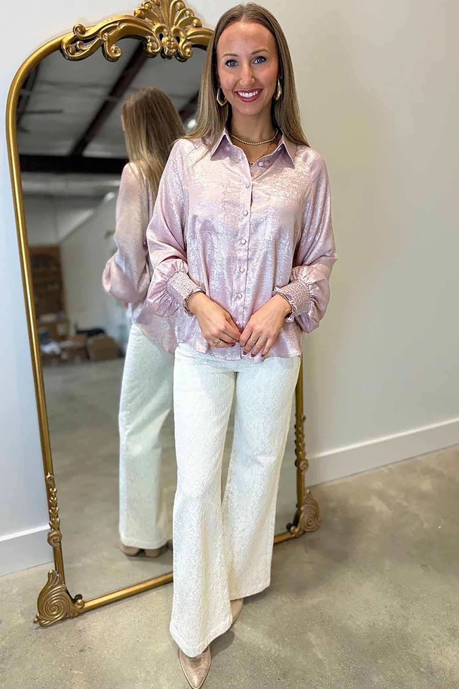 Delicacy Long Sleeve Button Front Ruffle Cuff Back Panel Shirt | UK 8–22
