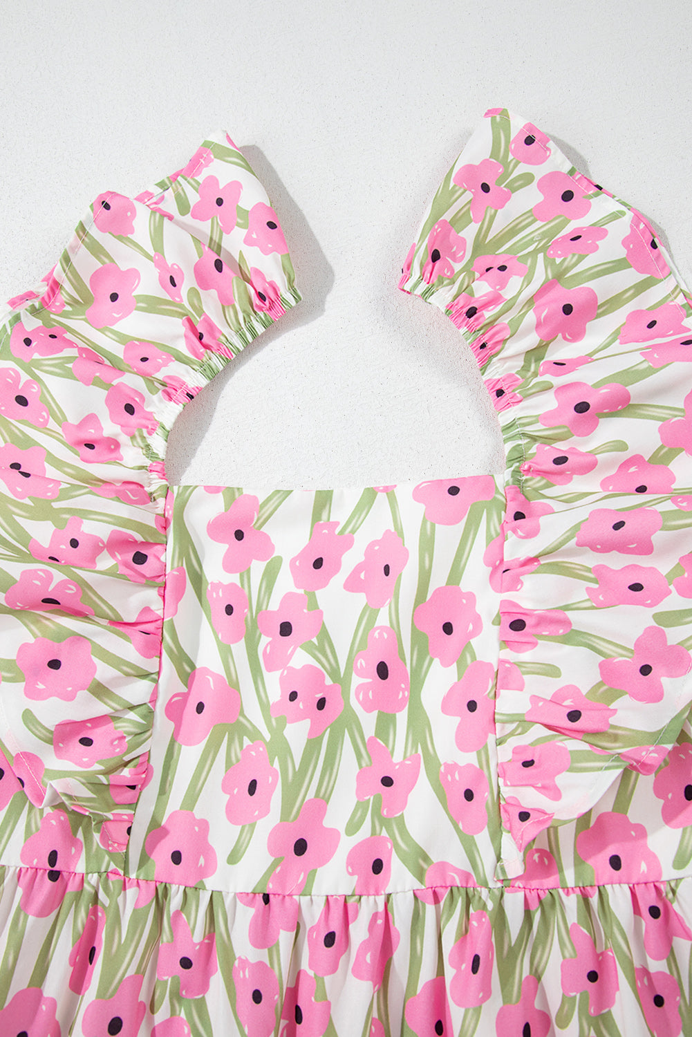 LivelyLooks Pink Floral Print Square Neck Ruffled Strap Maxi Dress Summer Boho Casual Sundress women's fashion