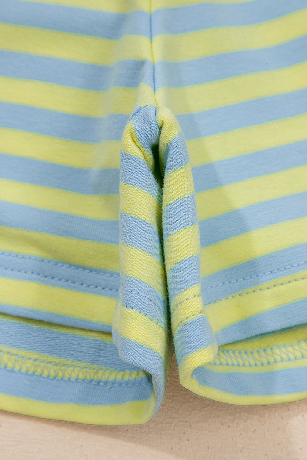 Stripe Colour Block Long Sleeve Pullover & Shorts Set | Pink, Yellow & Green Stripe