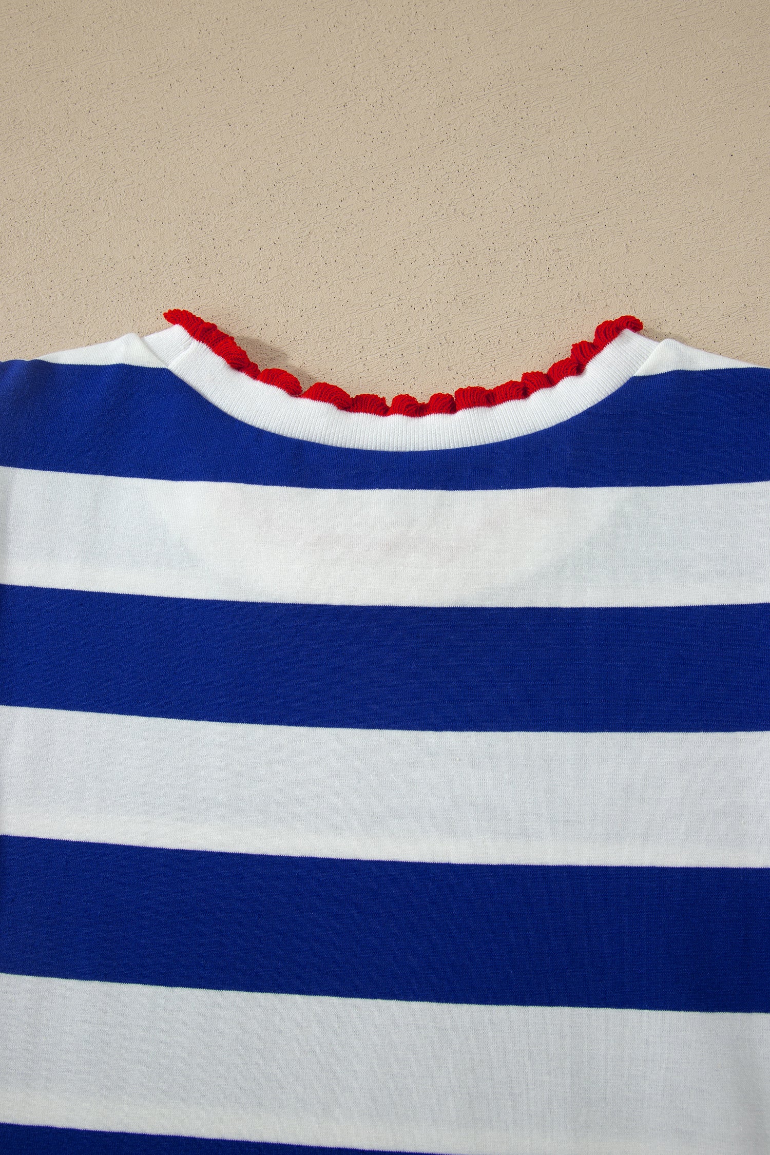 Women's Blue Stripe Contrast Trim Puff Sleeve Shift Mini Dress Stretch S-XL at LivelyLooks