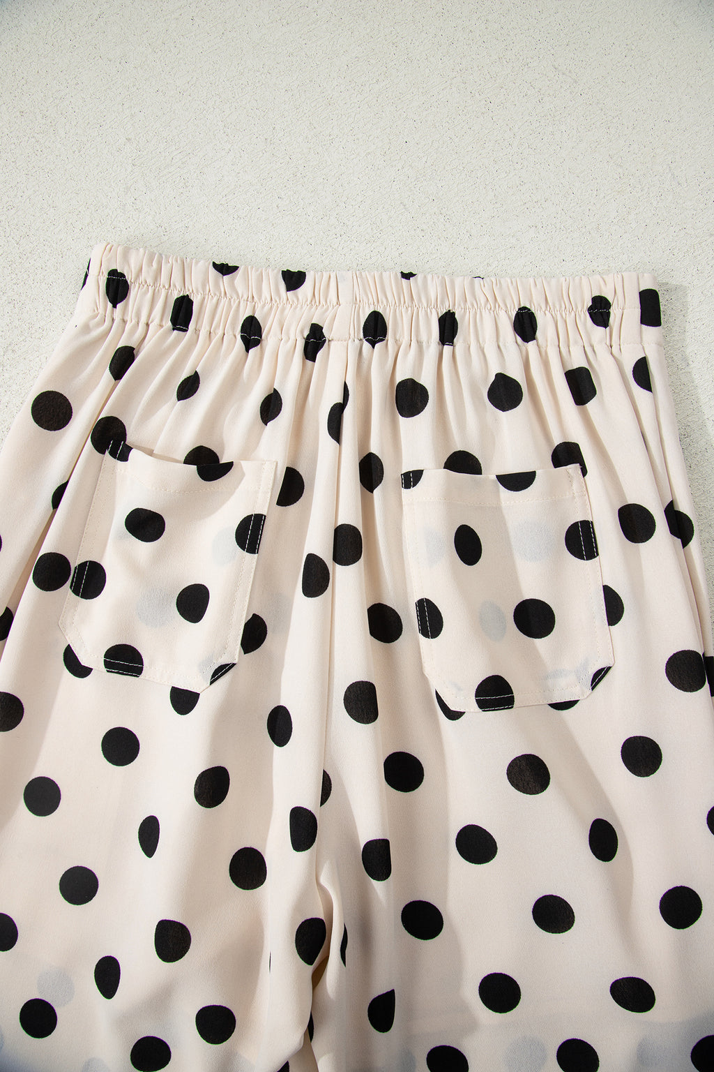 Shop Polka Dot Patched Pocket Mid-Rise Straight Leg Trousers S-XL at LivelyLooks