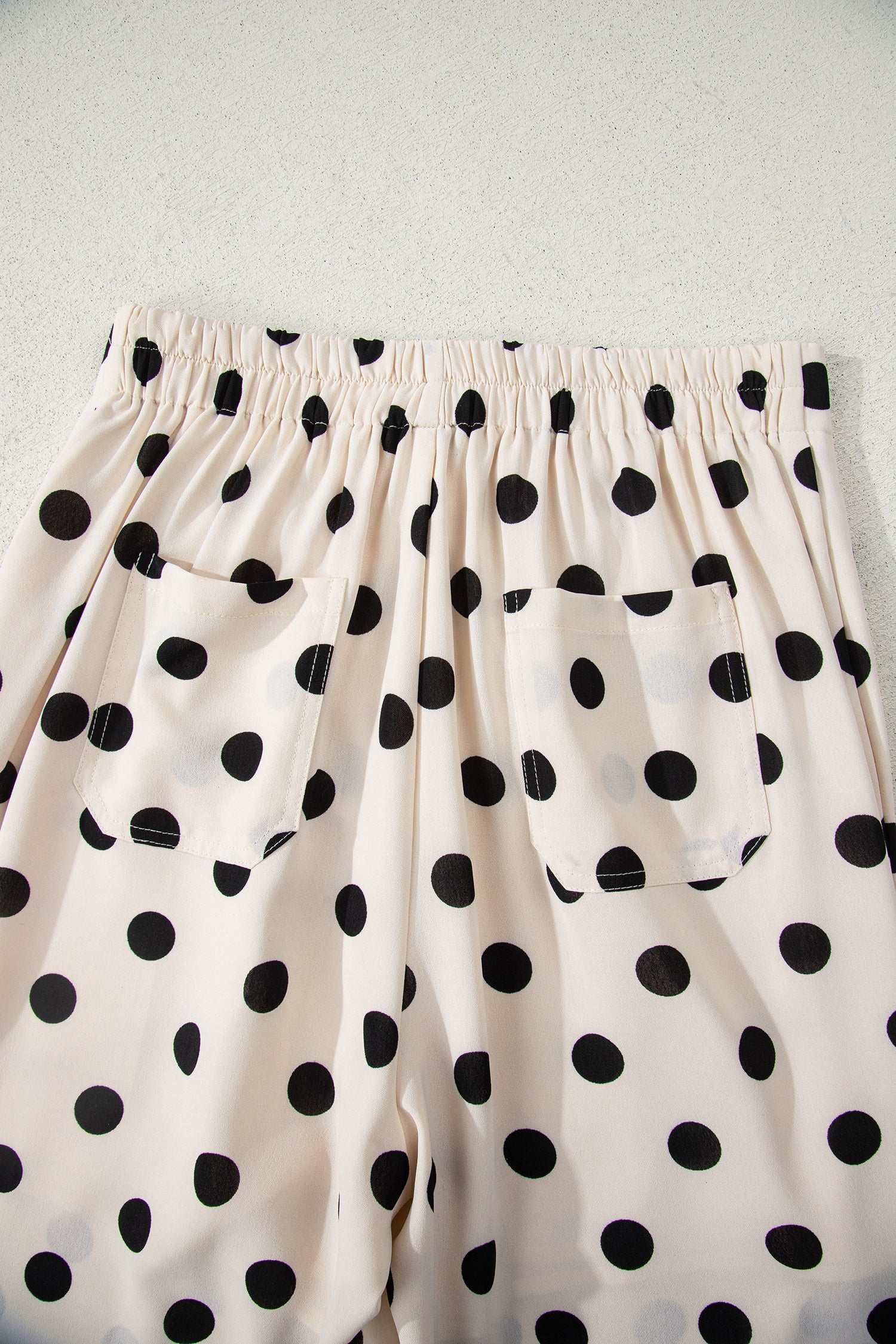 Shop Polka Dot Patched Pocket Mid-Rise Straight Leg Trousers S-XL at LivelyLooks