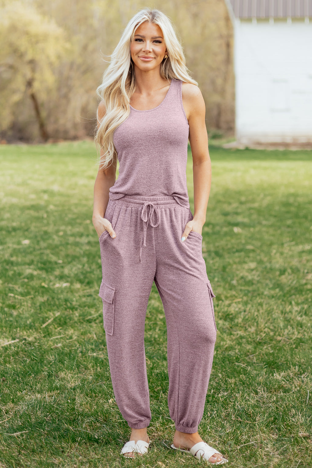 Casual Tank Top & Drawstring Jogger Set
