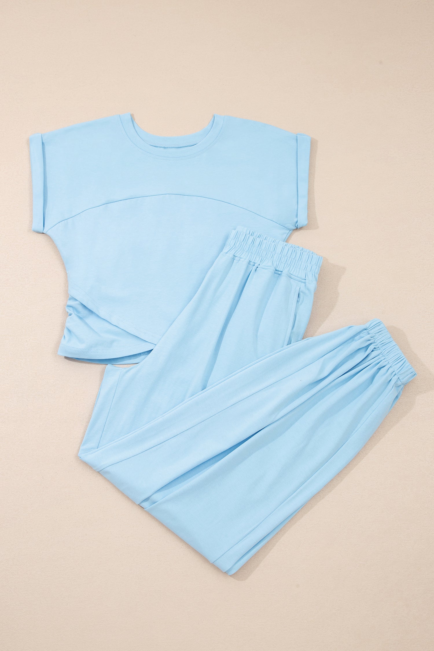 Solid Cropped Cap Sleeve Tank & Jogger Pants Set | 4 Colours | Sizes 8-22
