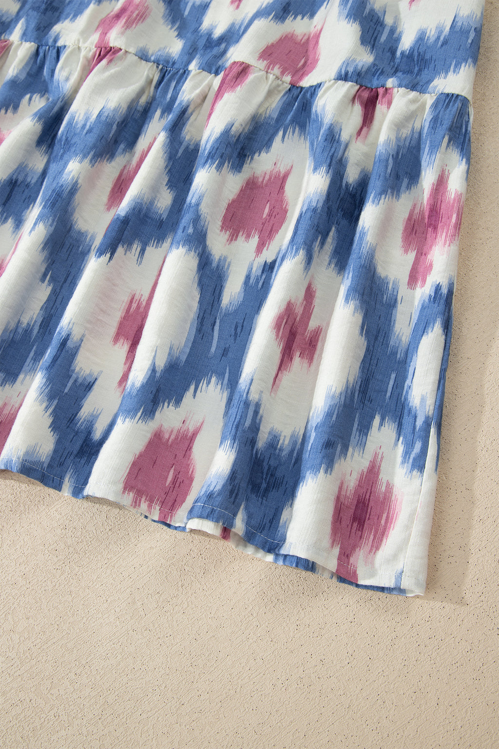 Shop Blue Ethnic Geometric Maxi Dress | Square Neck Smocked Waist Ruffle Sleeve at LivelyLooks