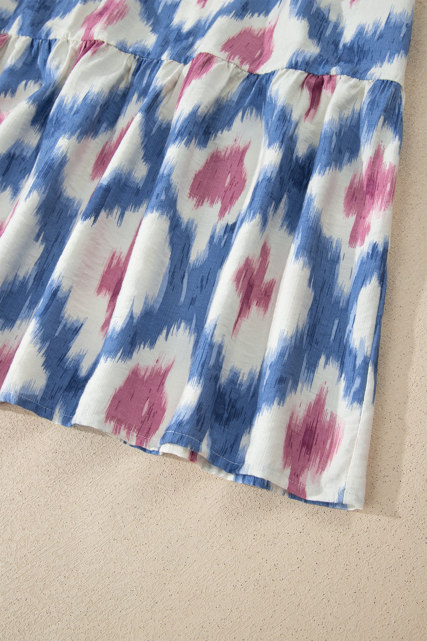 Shop Blue Ethnic Geometric Maxi Dress | Square Neck Smocked Waist Ruffle Sleeve at LivelyLooks