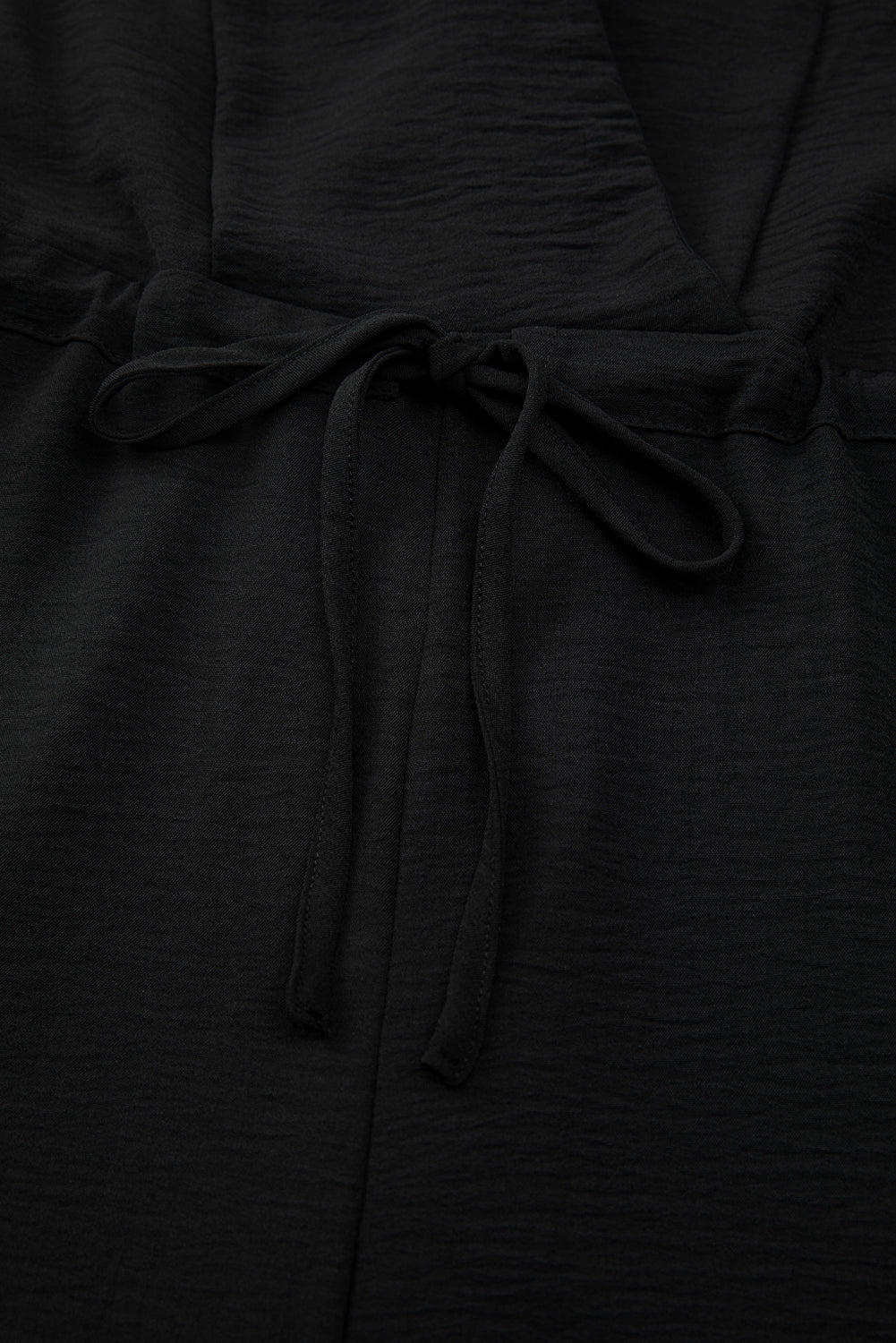 Women's Black Spaghetti Strap High Waist Wide Leg Drawstring Jumpsuit at LivelyLooks