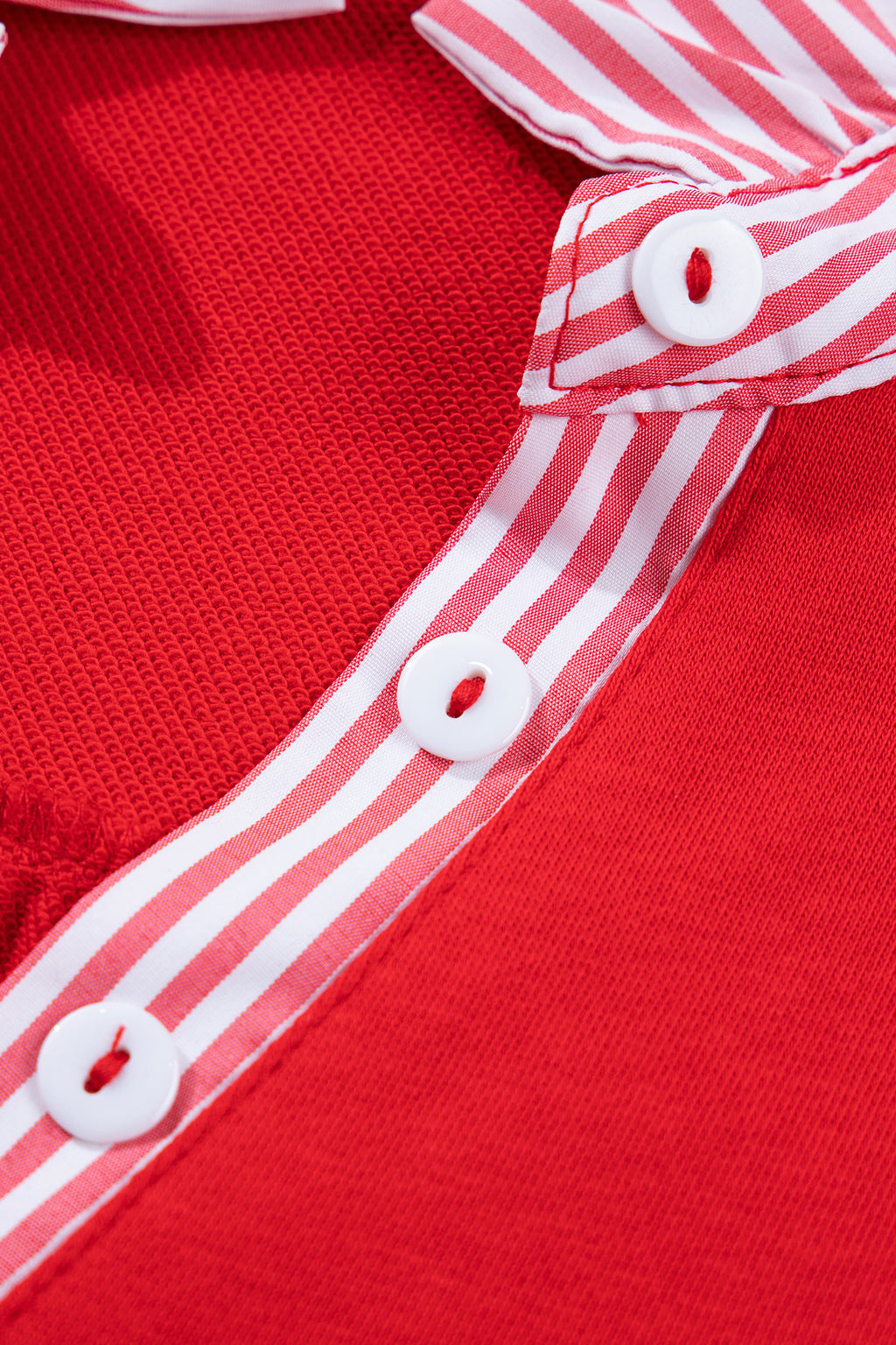 Women's Fiery Red Striped Frilled Collar Puff Sleeve Blouse at LivelyLooks