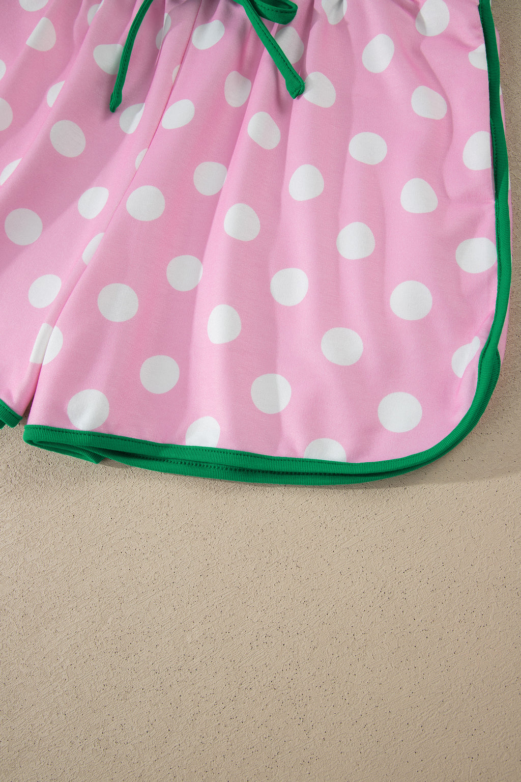 Polka Dot Contrast Edge Casual Short Set Pink Sky Blue Women S-XL