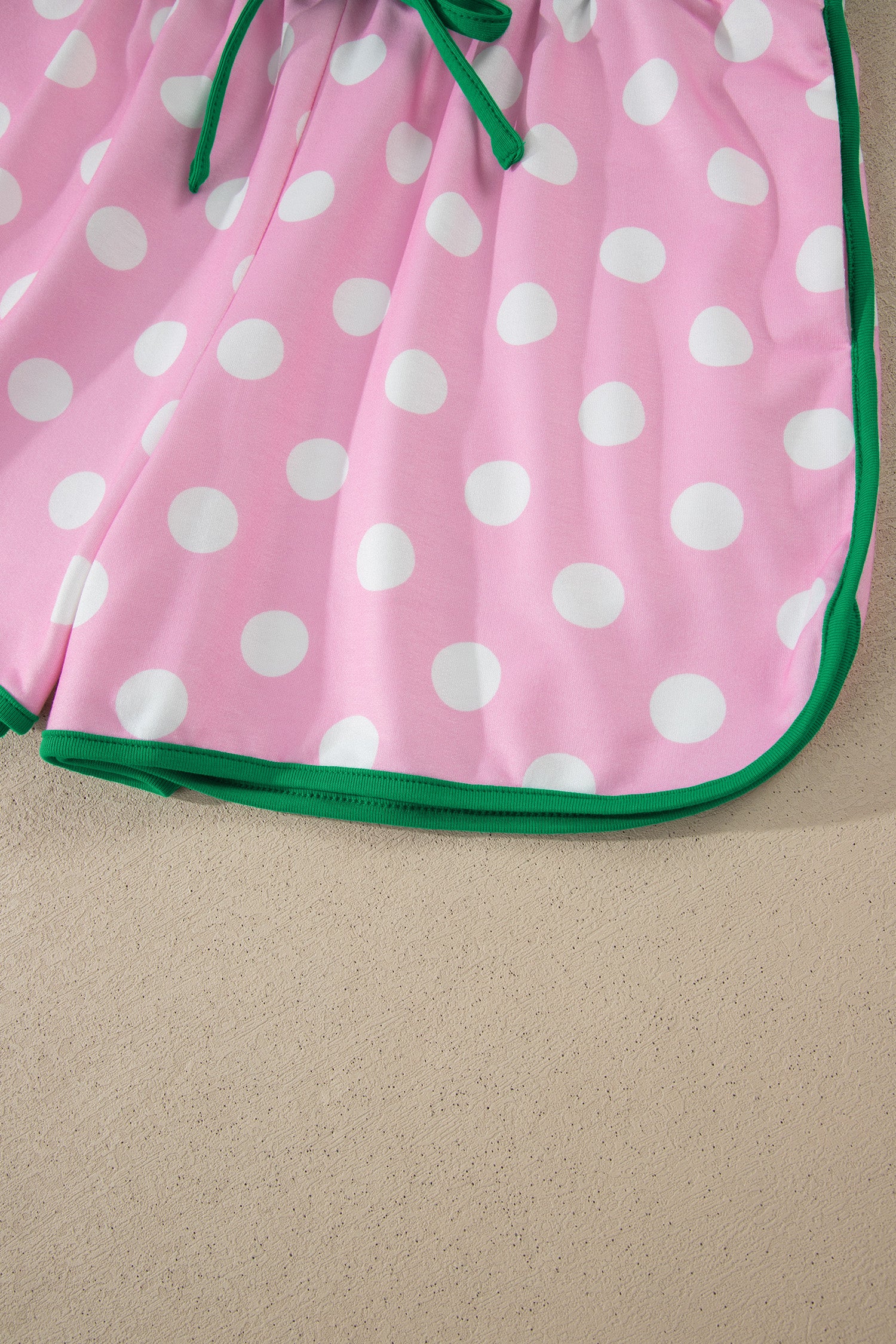 Polka Dot Contrast Edge Casual Short Set Pink Sky Blue Women S-XL
