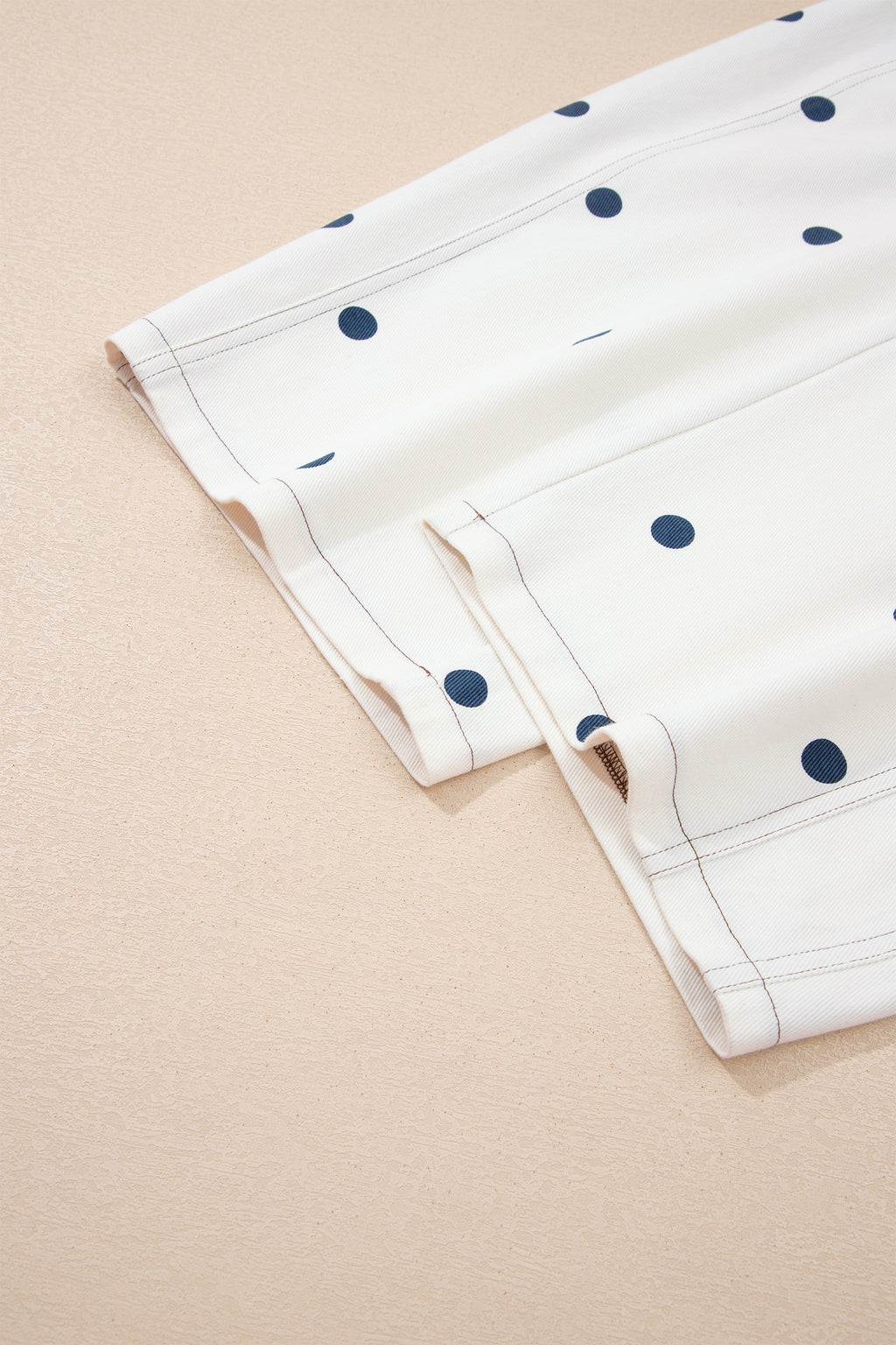 Polka Dot Denim Barrel Overalls Jumpsuit | Cream Beige Pink UK 8–22