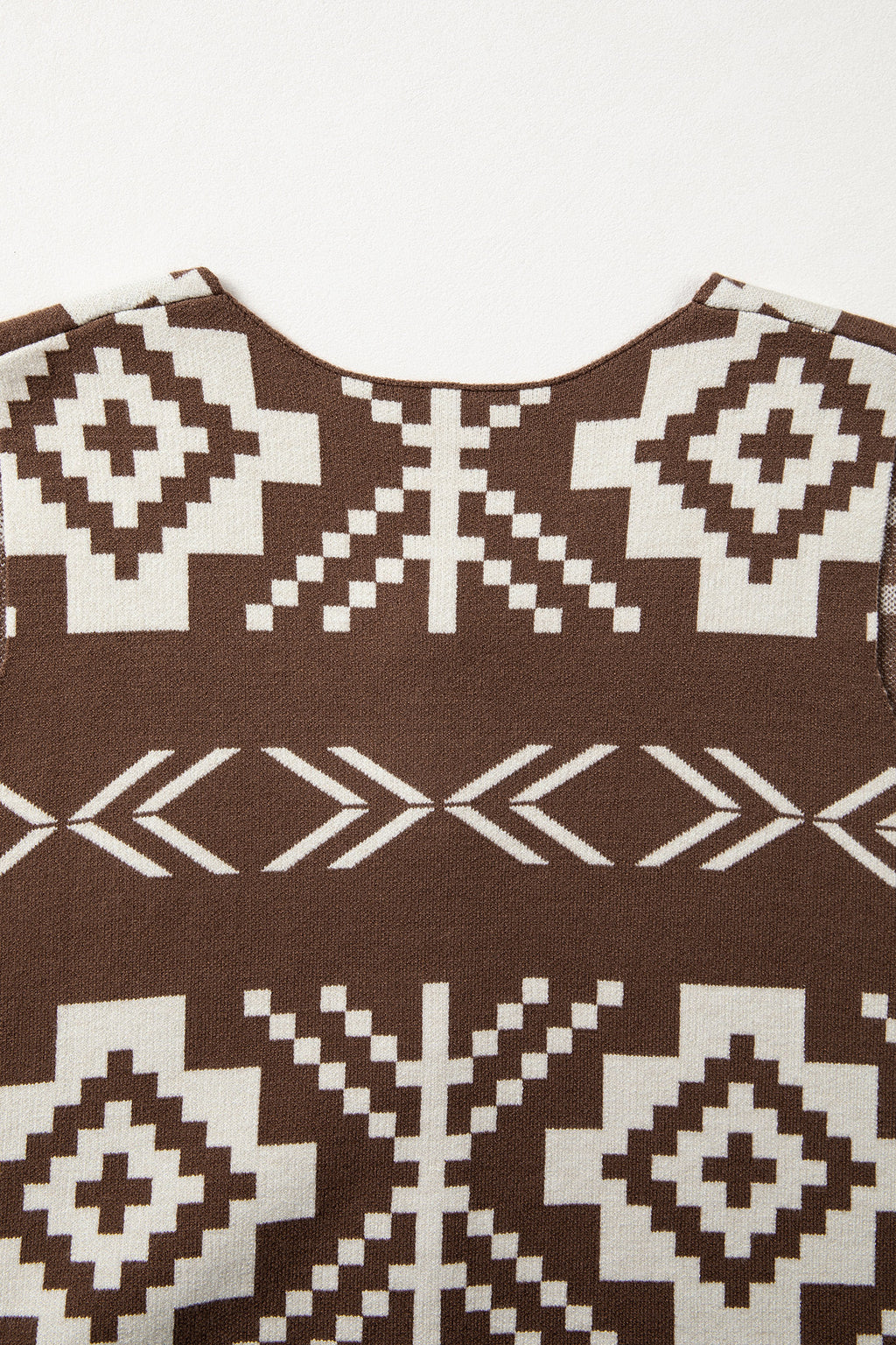 Brown Aztec Print Sleeveless Sweater Vest Round Neck S-XL