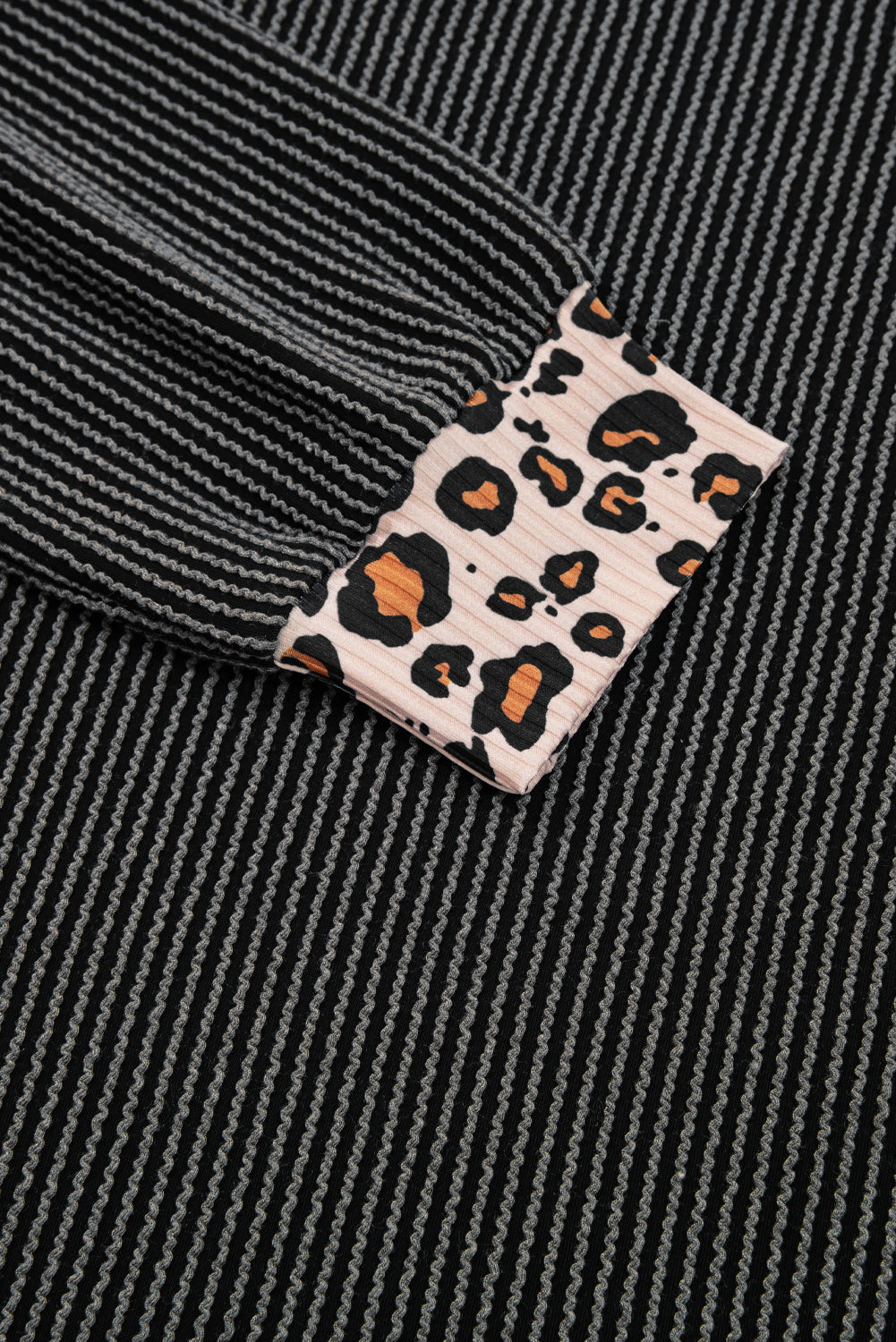 Carbon Grey Twisted Rib Leopard Patchwork Top & Pant Set | UK 8–22