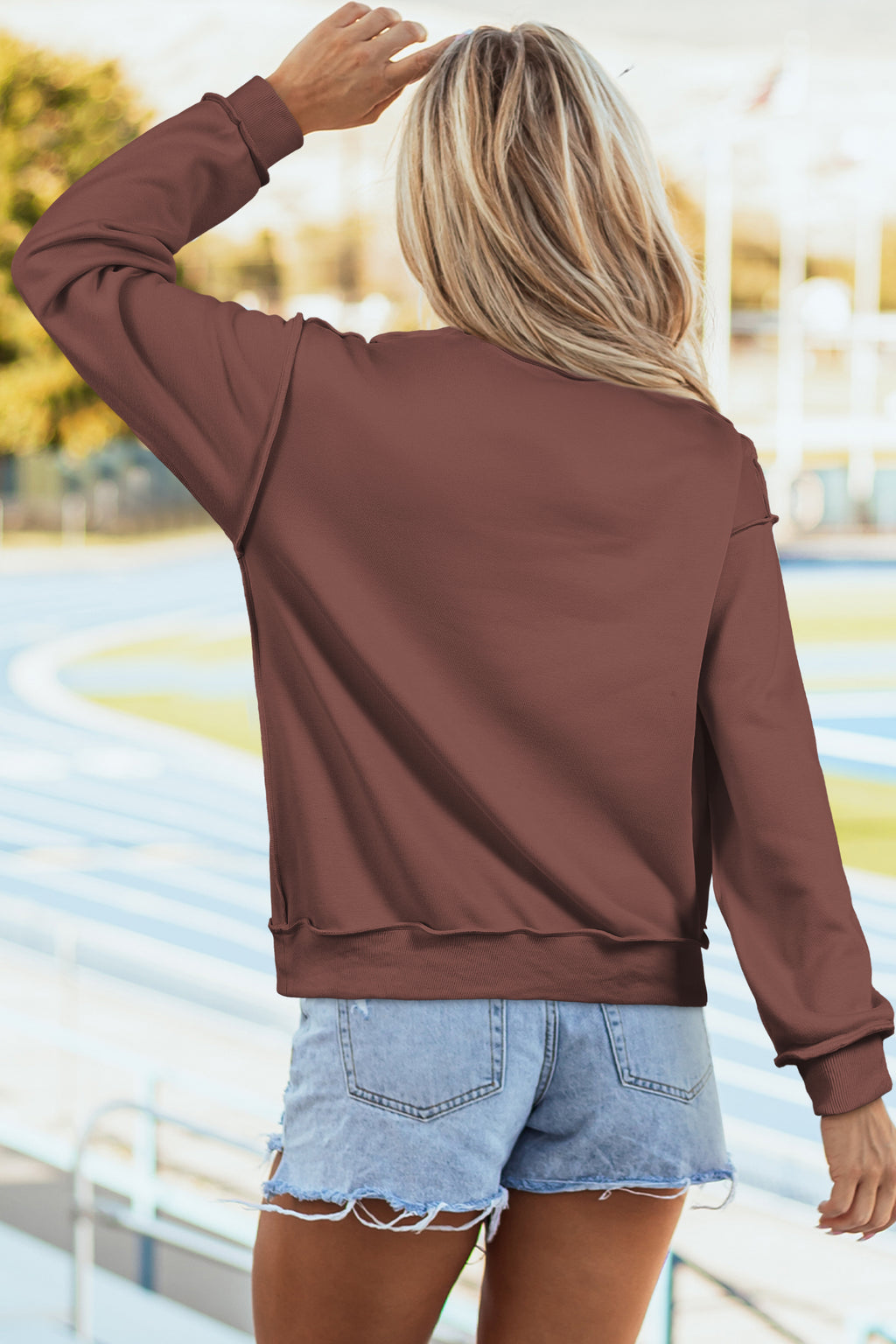 Carrot Oversized Reversible Sweatshirt Drop Shoulder Mock Neck Women S-XL