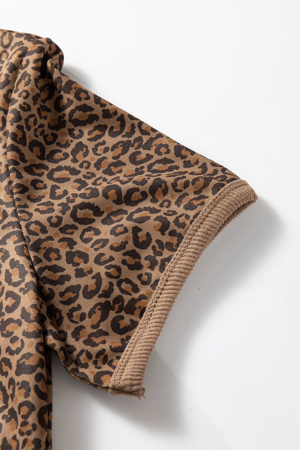 Khaki Fierce Leopard Print Crew Neck T-Shirt