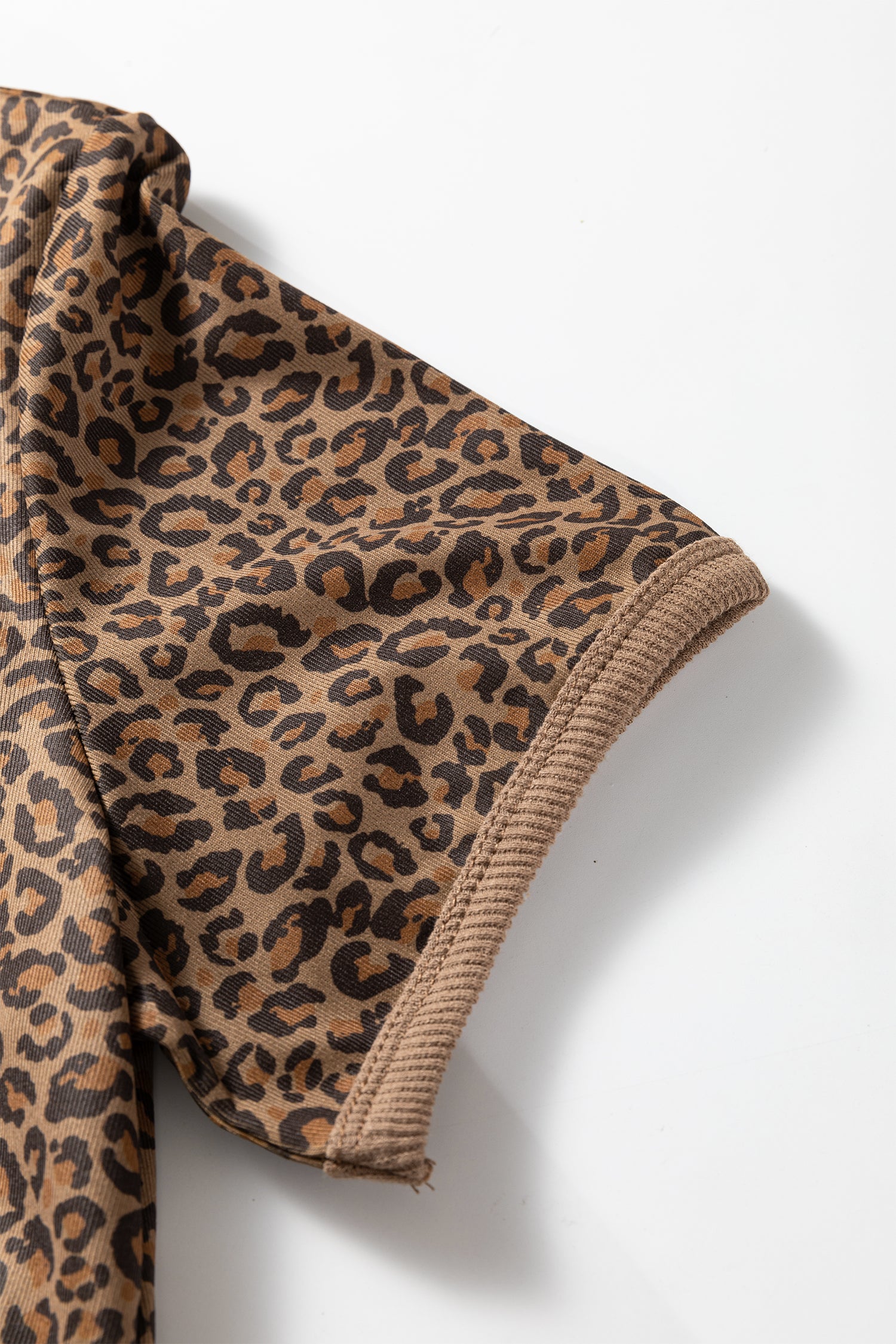 Khaki Fierce Leopard Print Crew Neck T-Shirt
