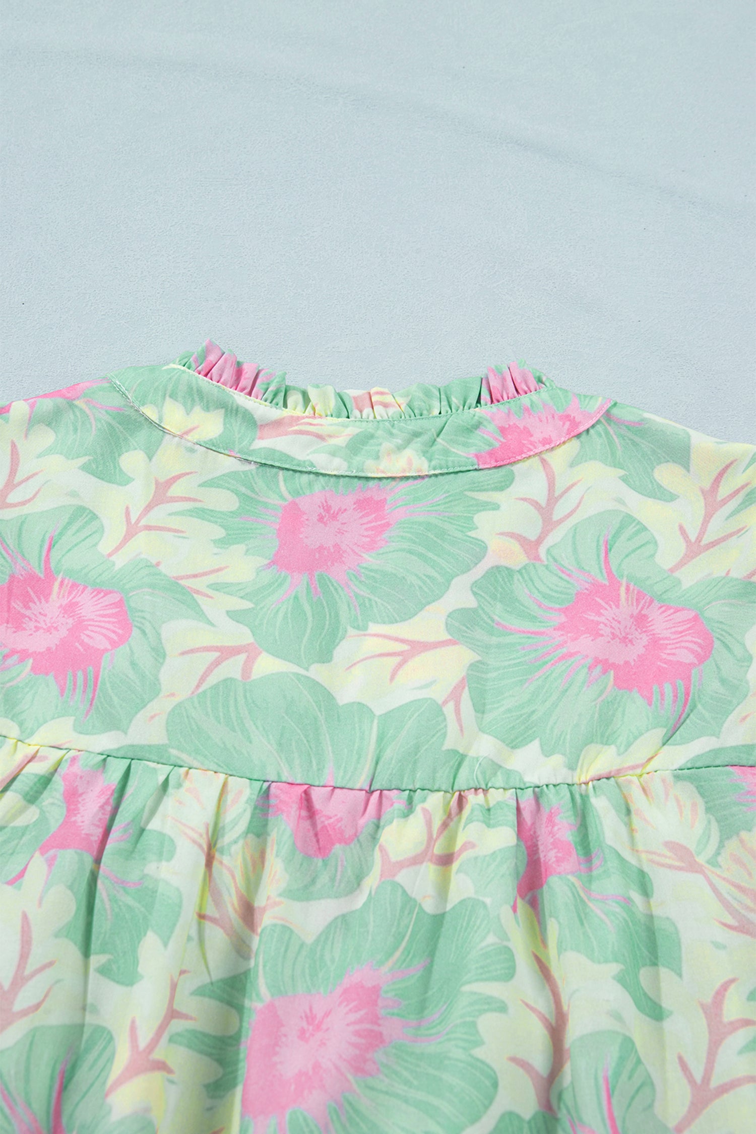 Women's Yellow Short Bubble Sleeve Summer Floral Blouse at LivelyLooks