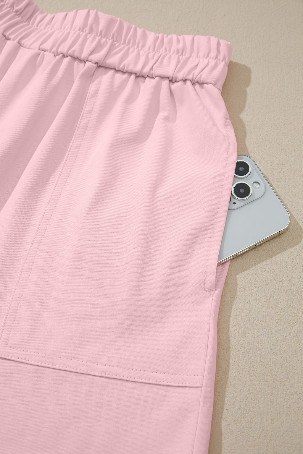 Women's Stitched Detail Tank Top & Shorts Co-ord Set Pink Mist Blue S-XL