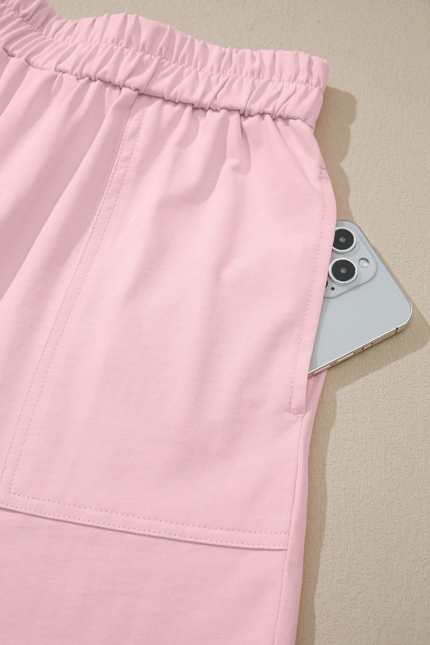 Women's Stitched Detail Tank Top & Shorts Co-ord Set Pink Mist Blue S-XL