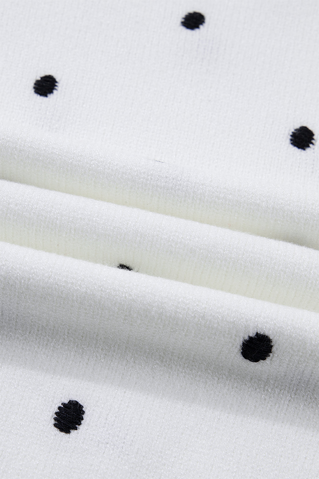 Women's Yellow Cream Elegant Polka Dot Bubble Short Sleeve Sweater at LivelyLooks