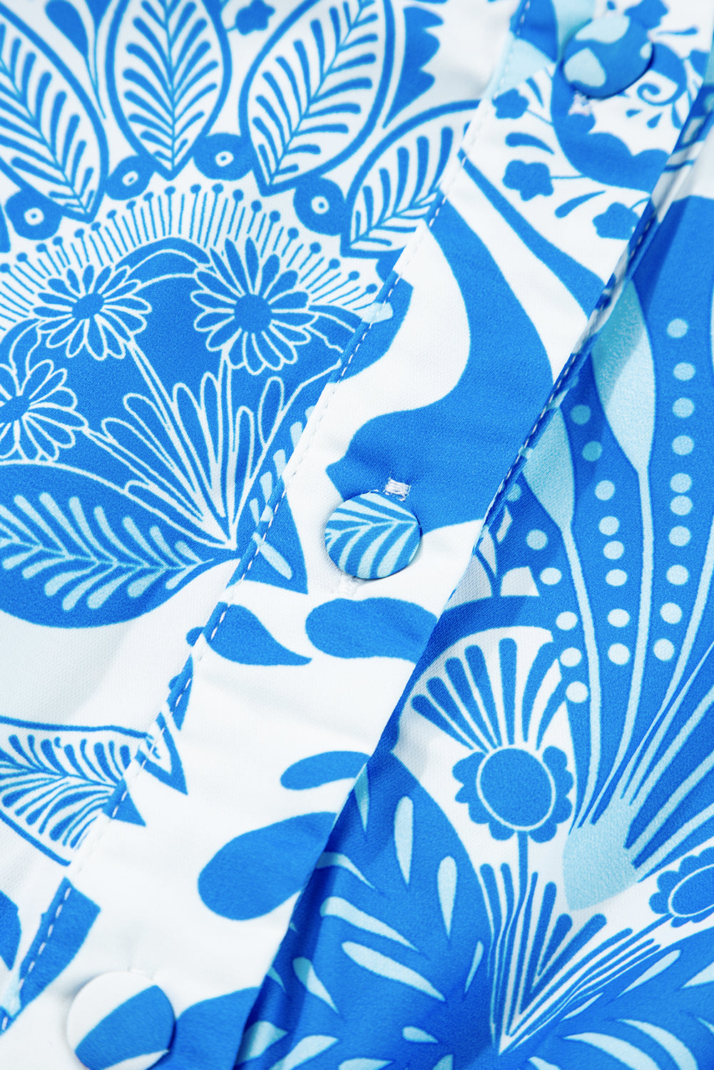 Women's Sky Blue Retro Floral Print Drawstring Waist Ruffled Mini Dress at LivelyLooks