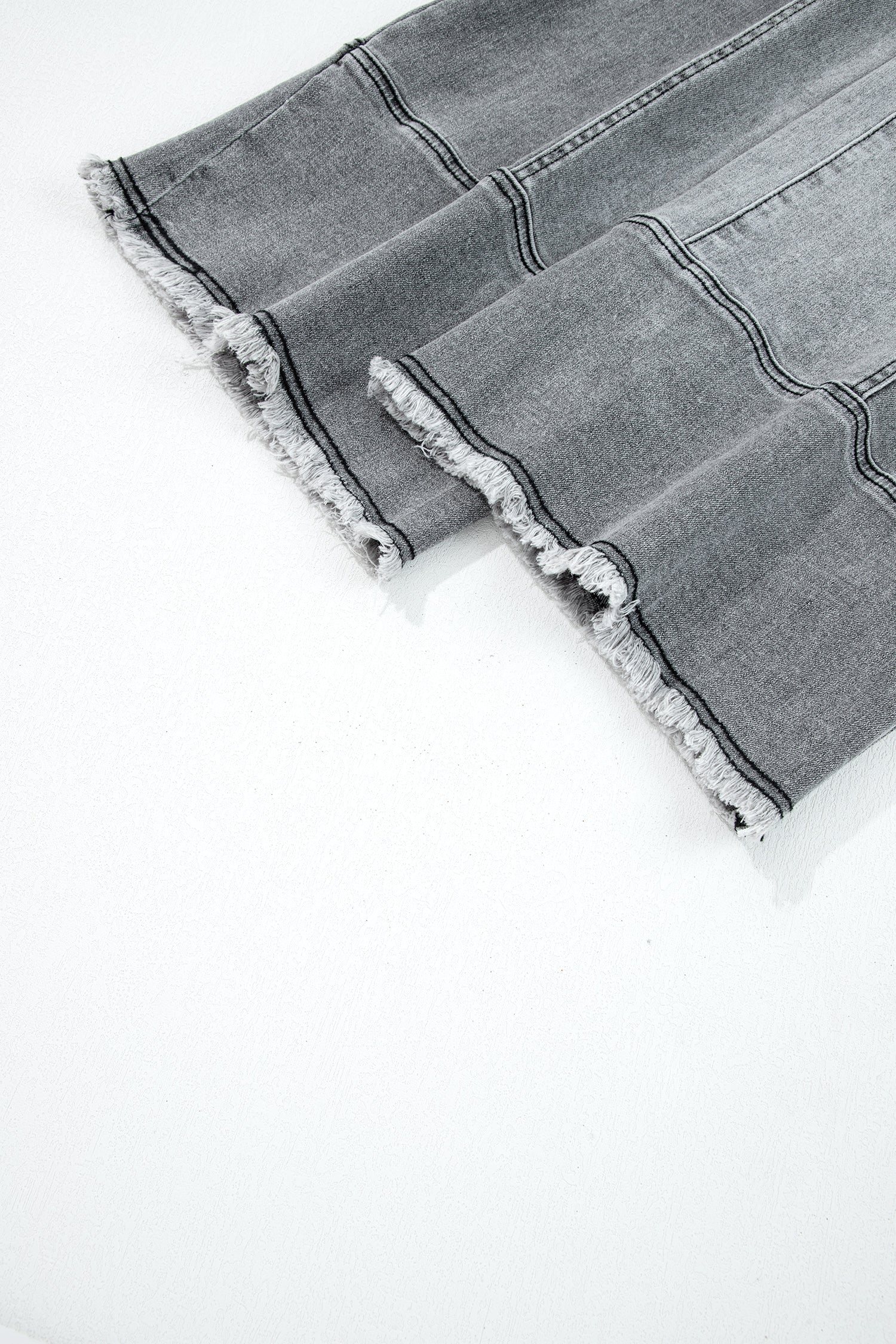 Shop Drawstring Seam Detail Raw Hem Wide Leg Denim Jeans UK 8-22 at LivelyLooks