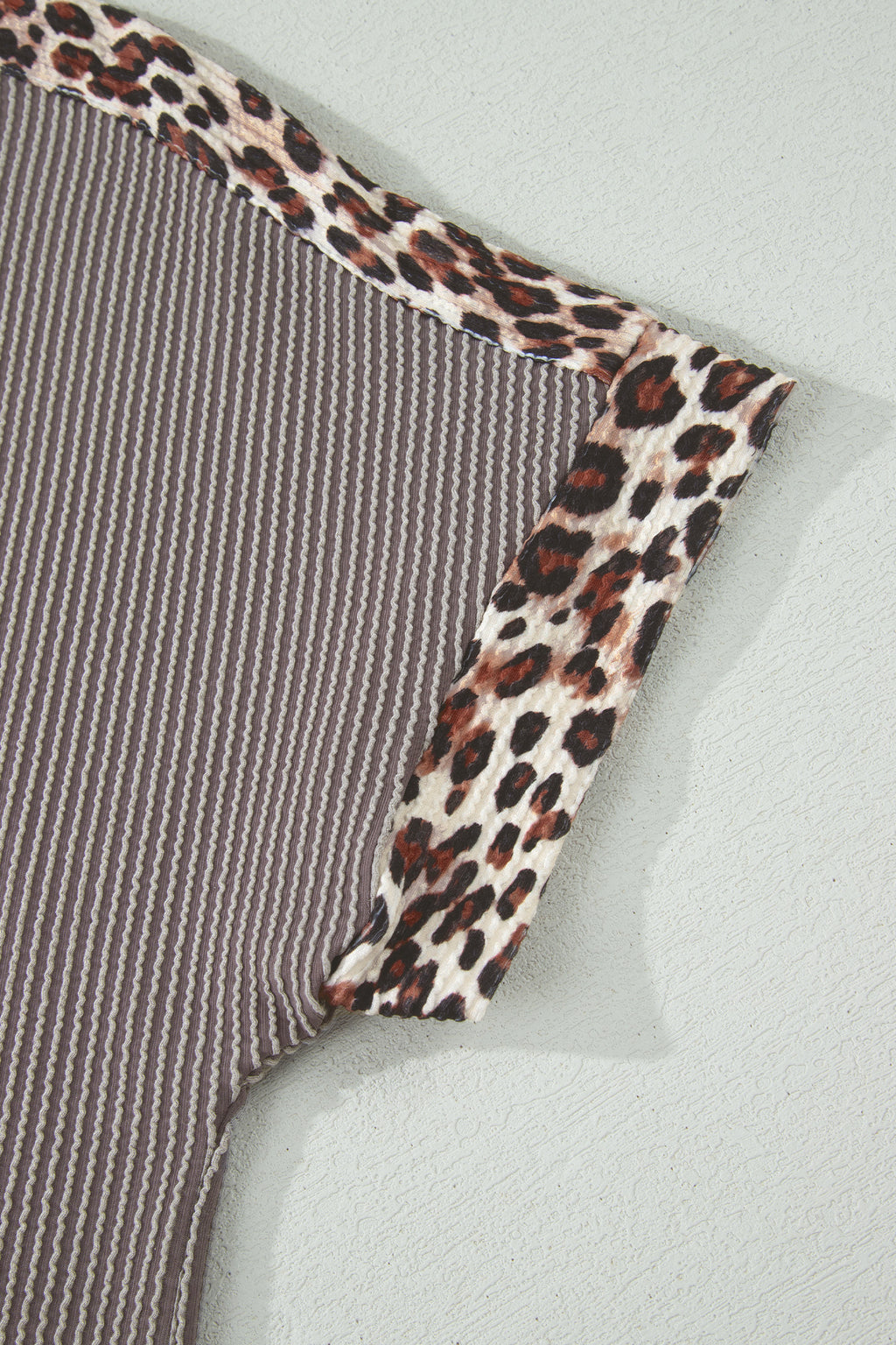 Ribbed Twist Short Set with Leopard Trim | Sky Blue, Light Grey & Sachet Pink
