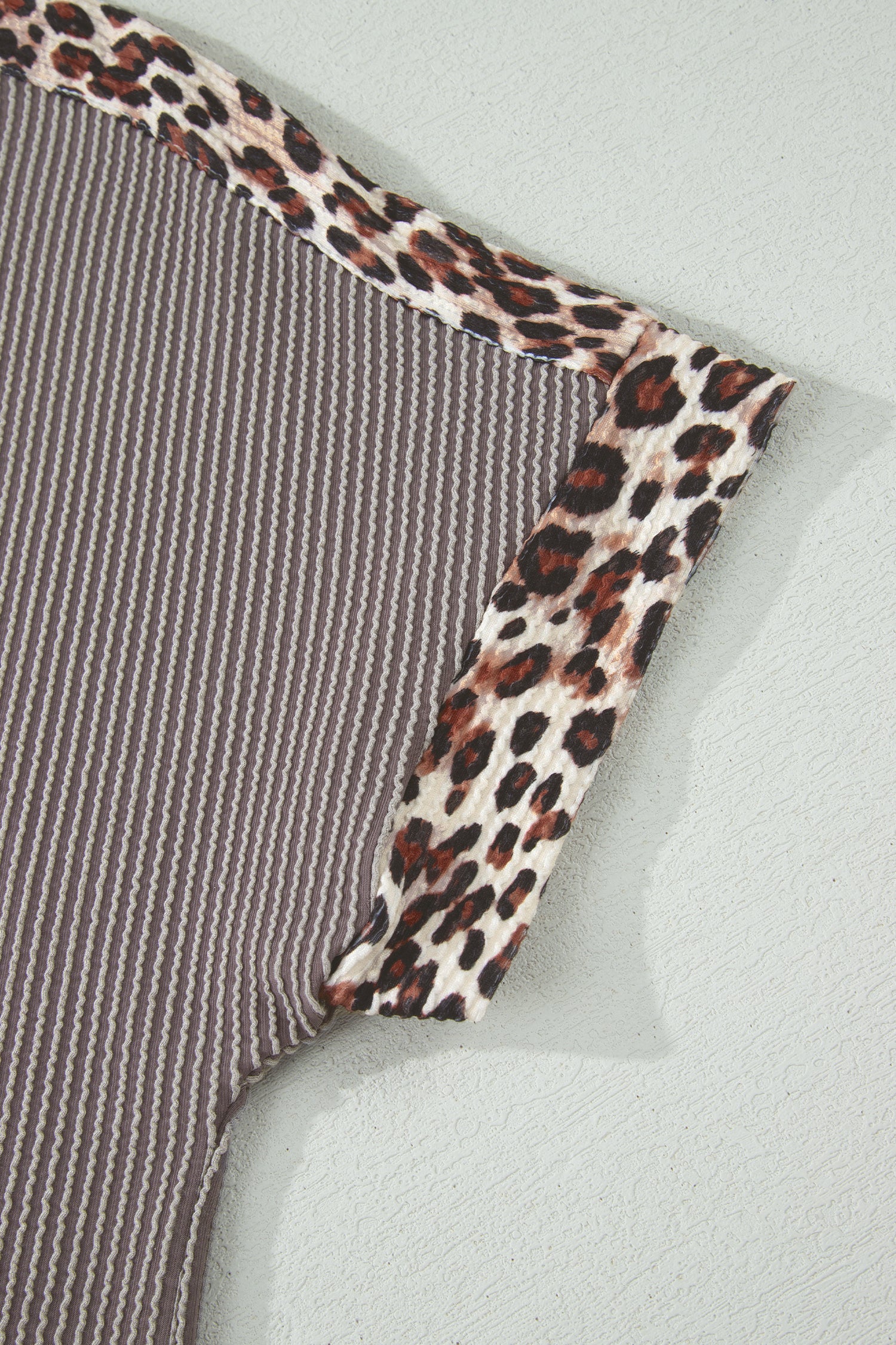 Ribbed Twist Short Set with Leopard Trim | Sky Blue, Light Grey & Sachet Pink