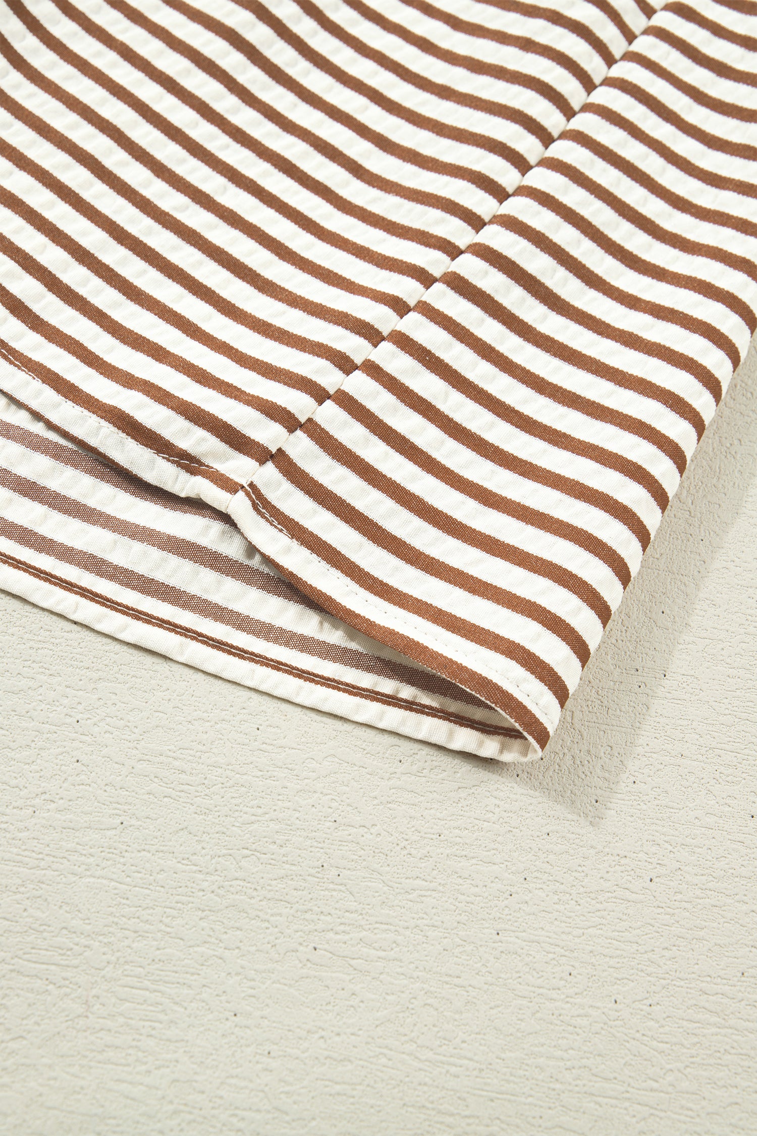 Black & Brown Stripe Plus Size Tiered Flutter Sleeve Maxi Dress