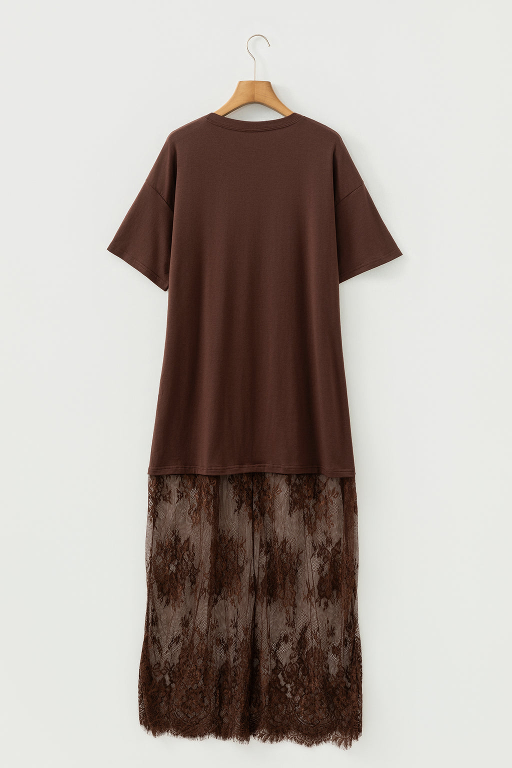 Shop Floral Lace Patchwork Short Sleeve Maxi T-Shirt Dress | White & Red Sandalwood at LivelyLooks