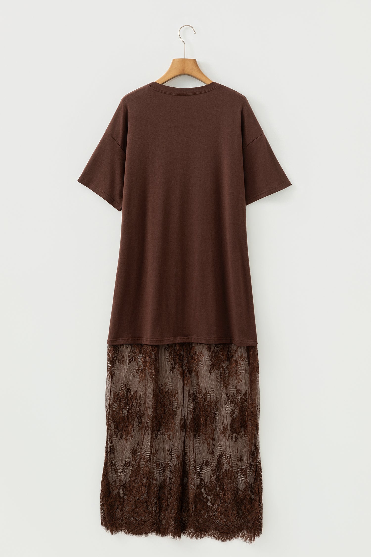 Shop Floral Lace Patchwork Short Sleeve Maxi T-Shirt Dress | White & Red Sandalwood at LivelyLooks