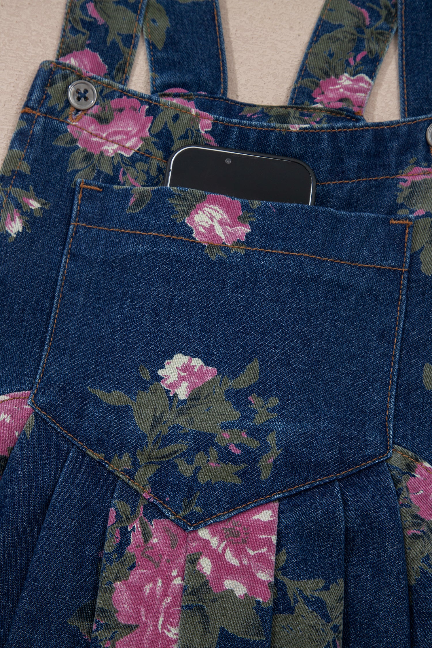 LivelyLooks Floral Print Pleated High Waist Wide Leg Denim Jumpsuit | S-XL women's fashion
