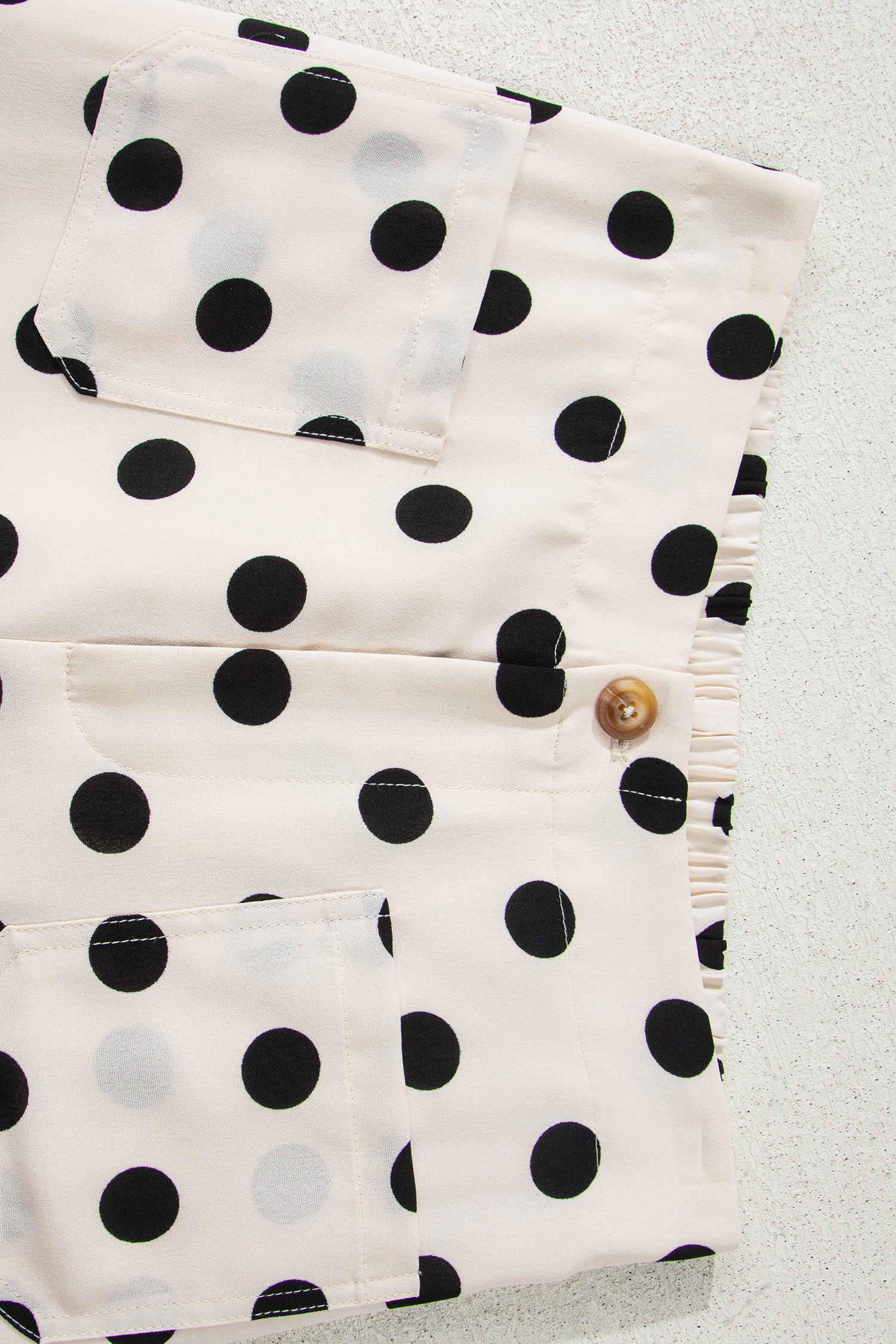 Shop Polka Dot Patched Pocket Mid-Rise Straight Leg Trousers S-XL at LivelyLooks
