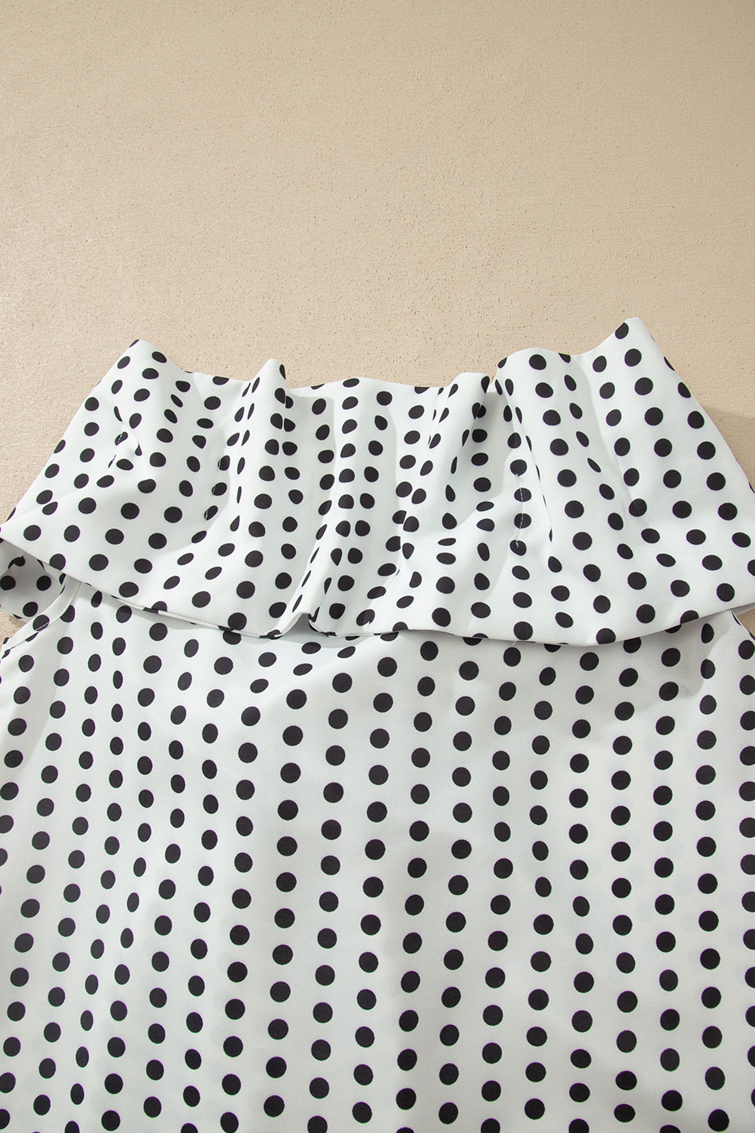 White Polka Dot Off Shoulder Blouse | Bow Knot Short Sleeve Top