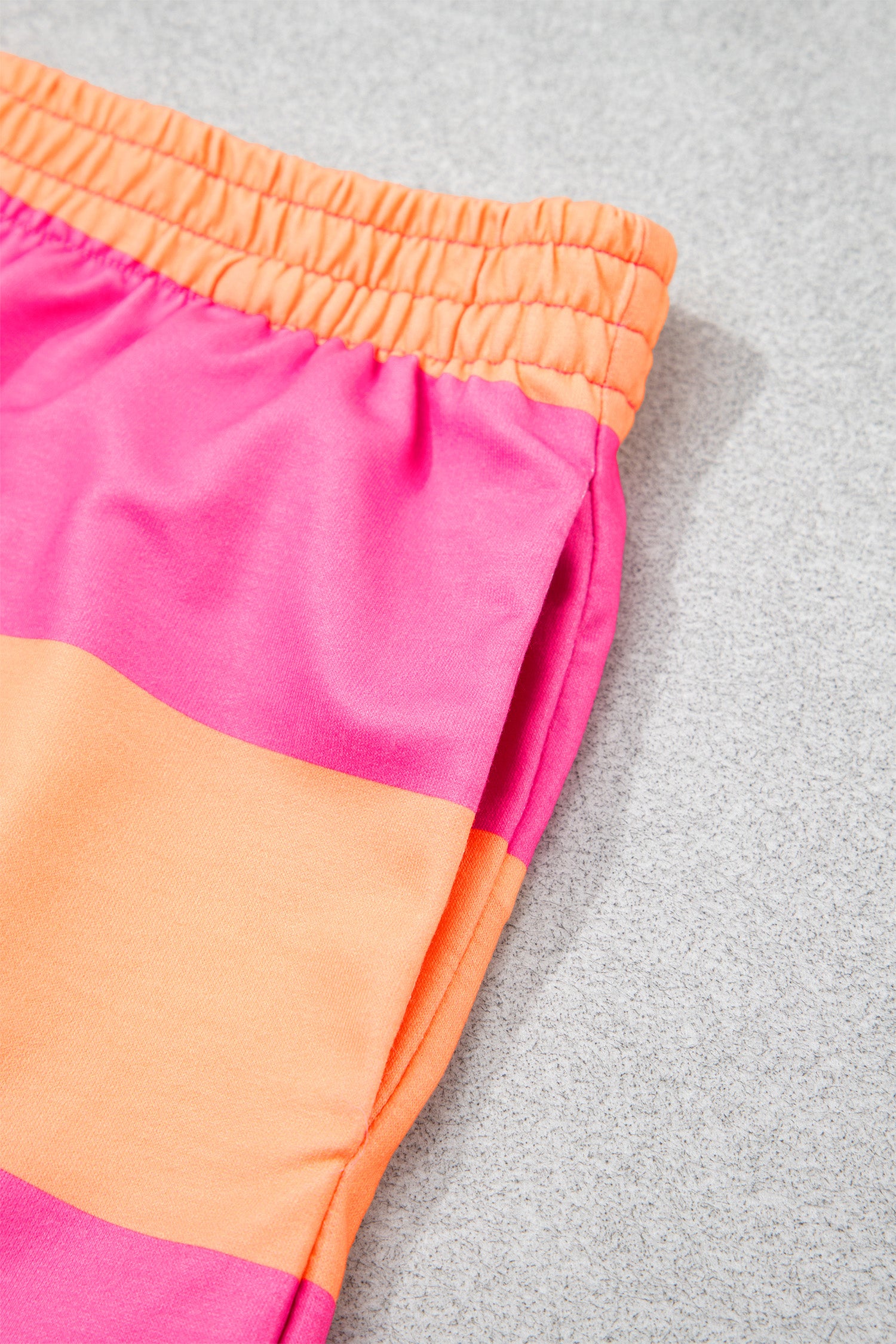 Seam Detail Half-Zip Tee & Casual Shorts Co-ord | Pink, Sky Blue & Yellow Stripe