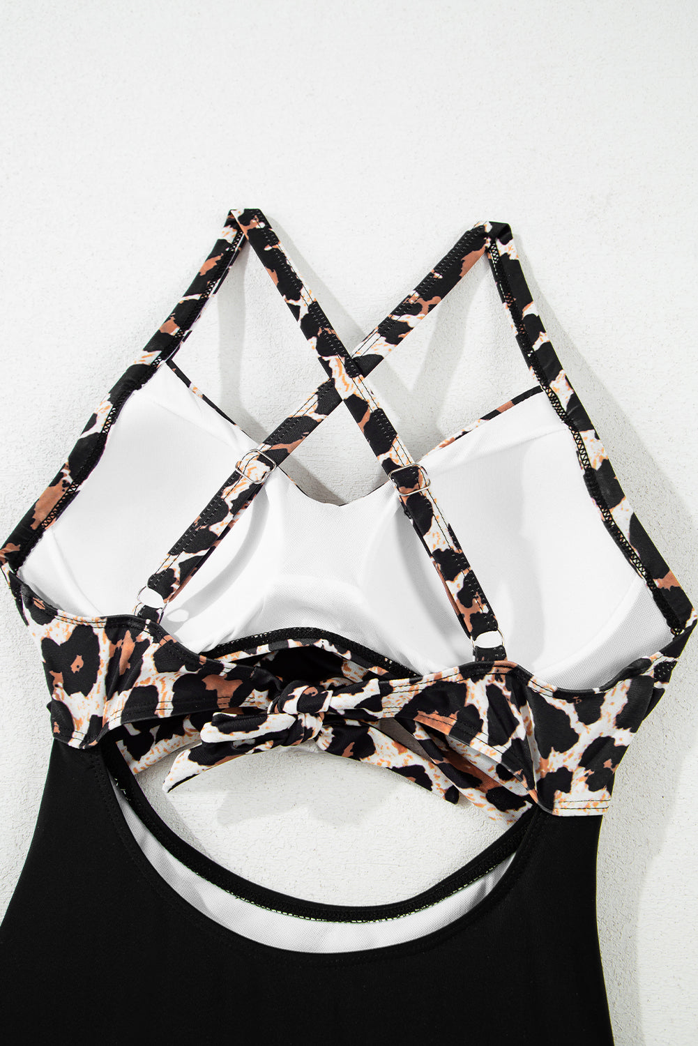 Two-Tone Crossed Cutout Backless Monokini | Pink & Black | UK 8-22