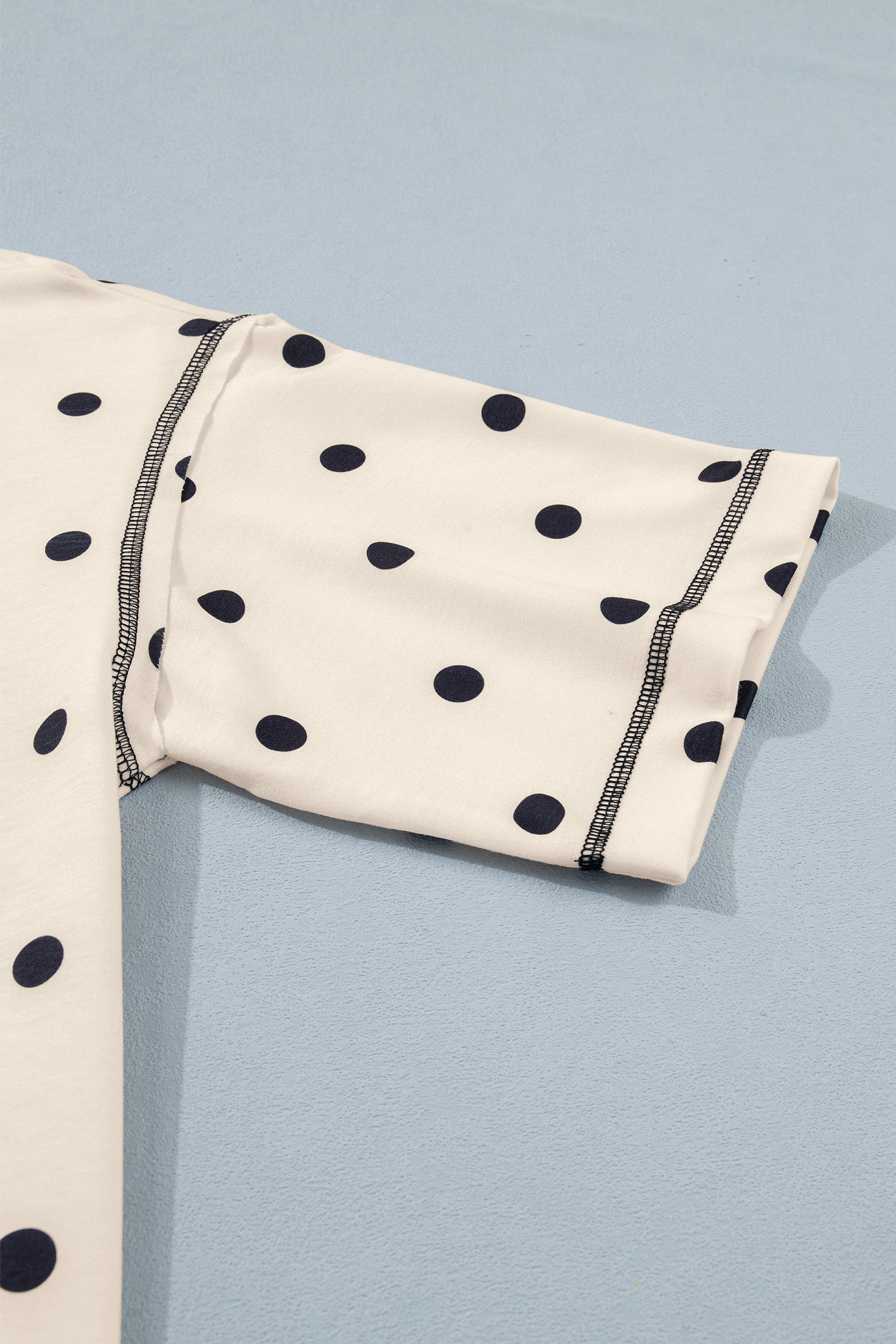LivelyLooks White Polka Dot Exposed Seam Loose Tee & Drawstring Shorts Set S-XL women's fashion