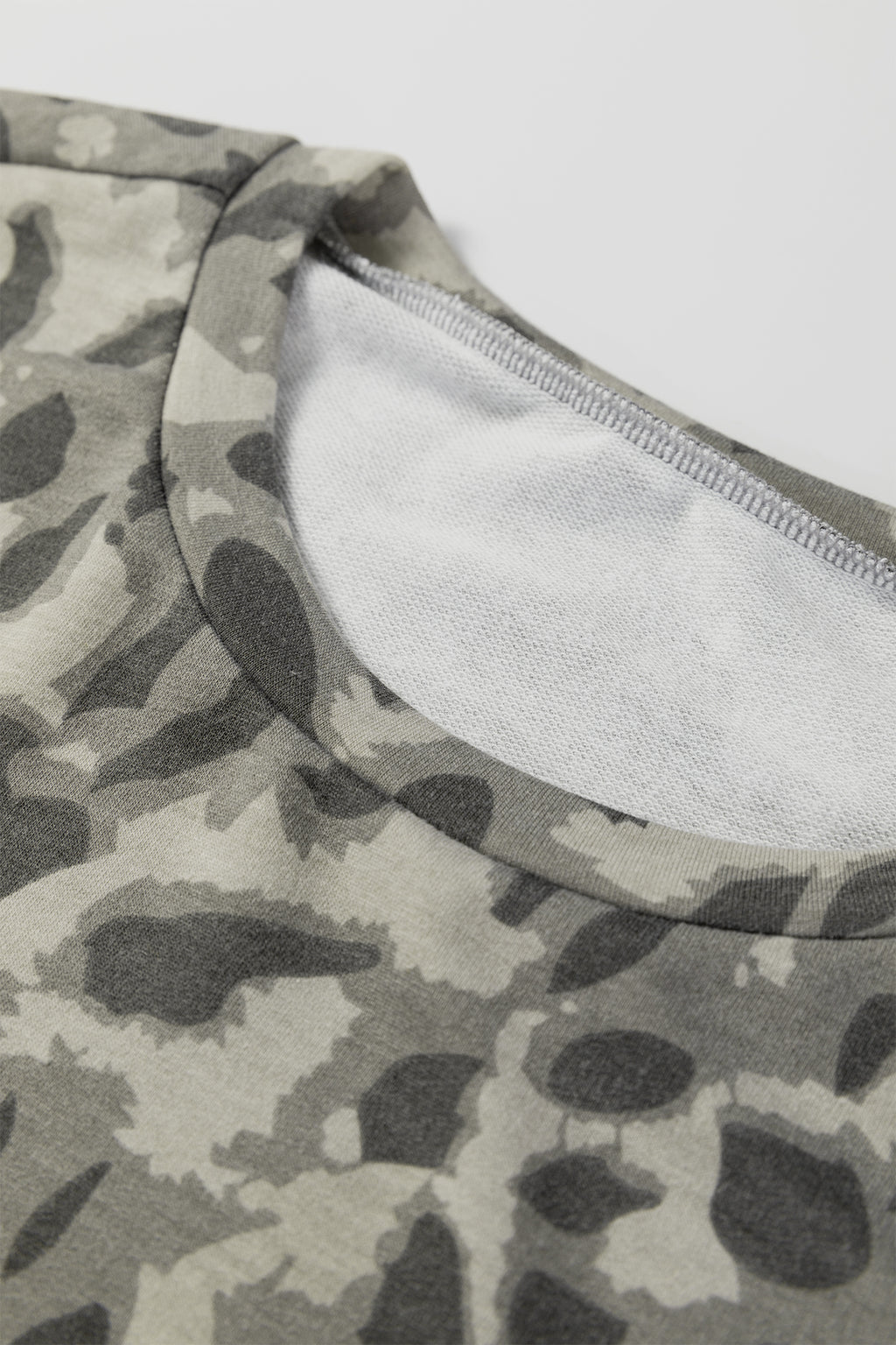 Leopard Print Raw Seam Pullover & Wide Leg Pant Set | Brown & Grey