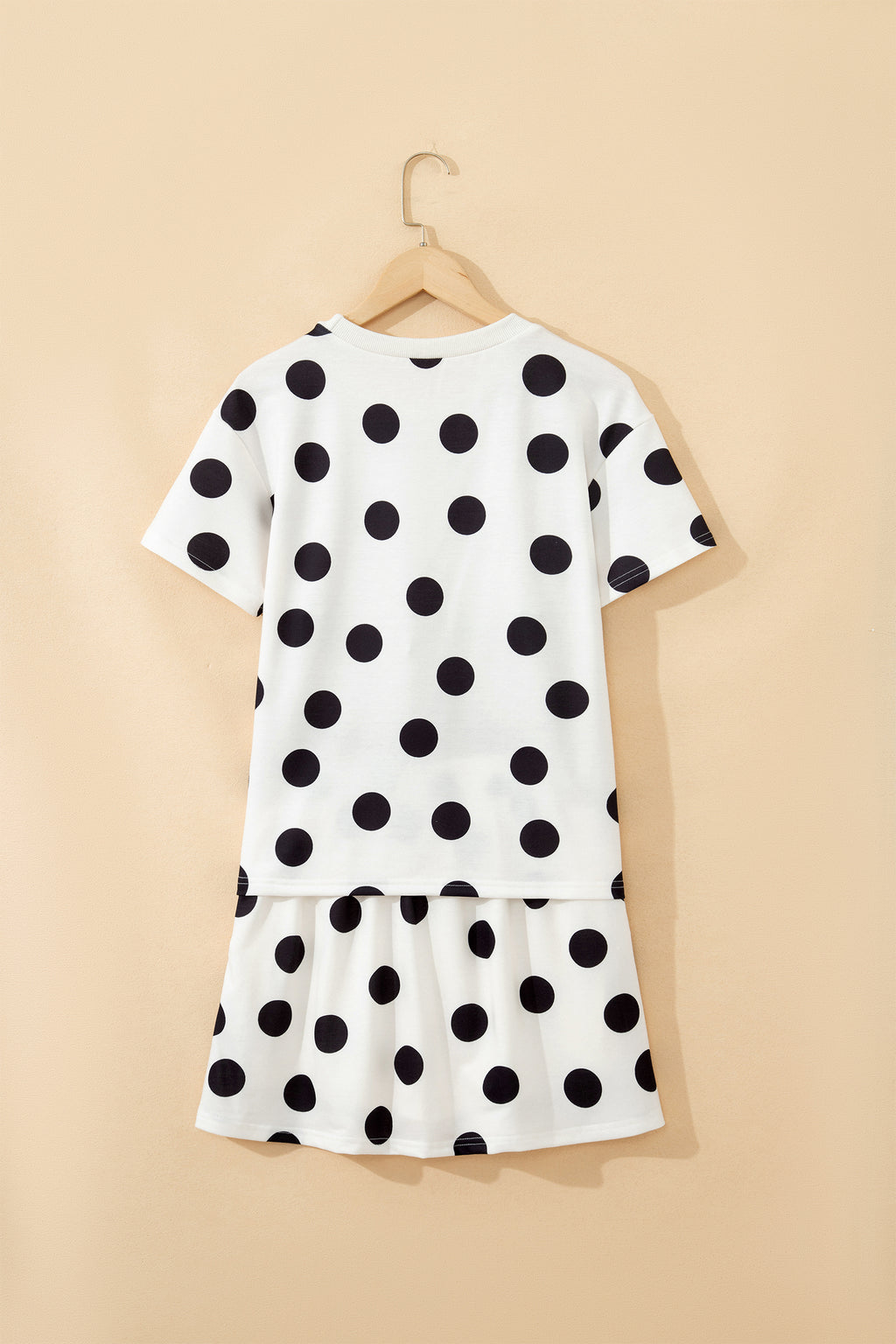 Polka Dot Short Sleeve Top & Casual Skort 2pcs Outfit | White, Pink & Sky Blue